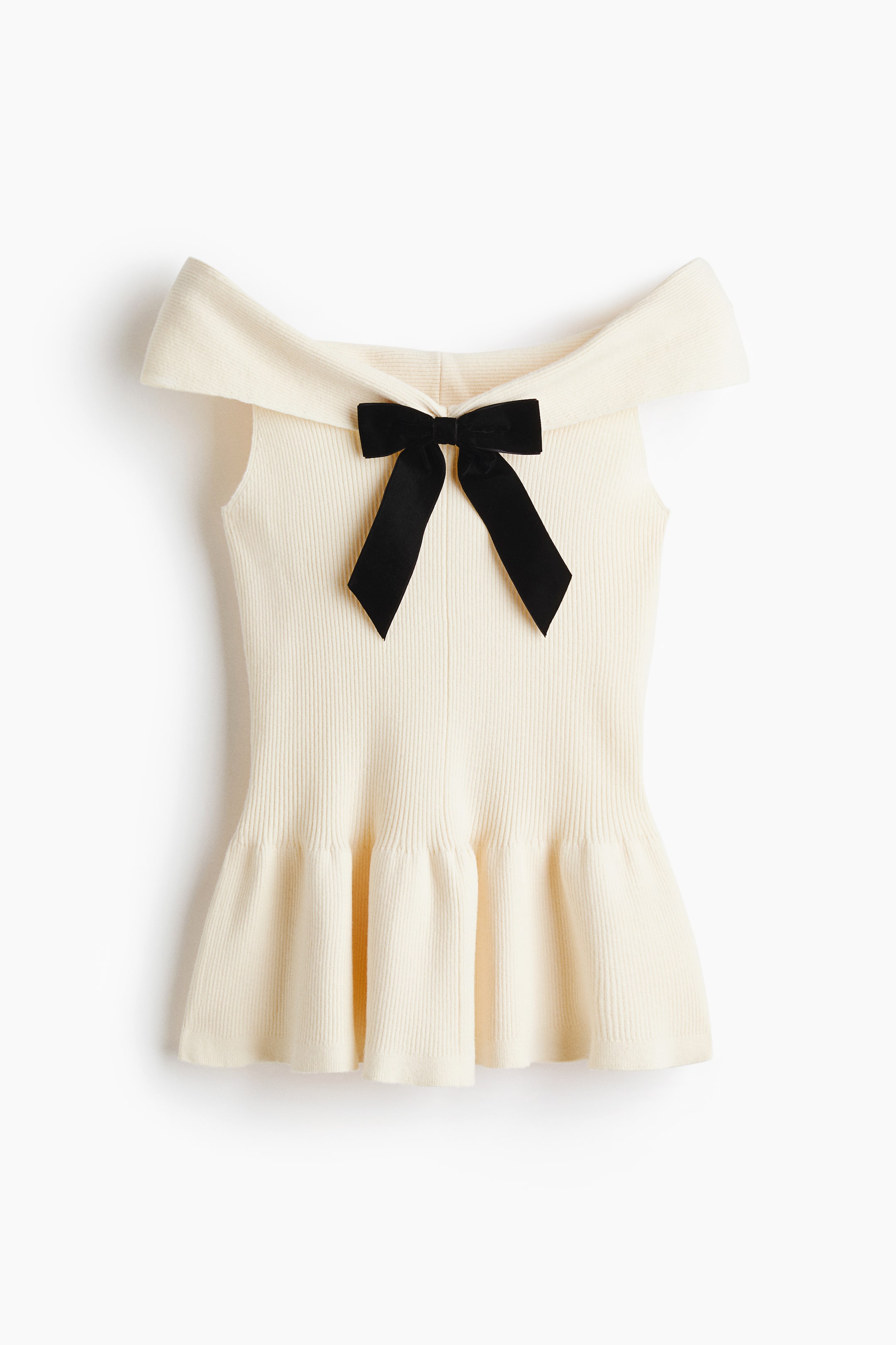 이미지 확대 보기: Bow-detail off-the-shoulder top - 크림/블랙 - 여성 | H&M KR 5