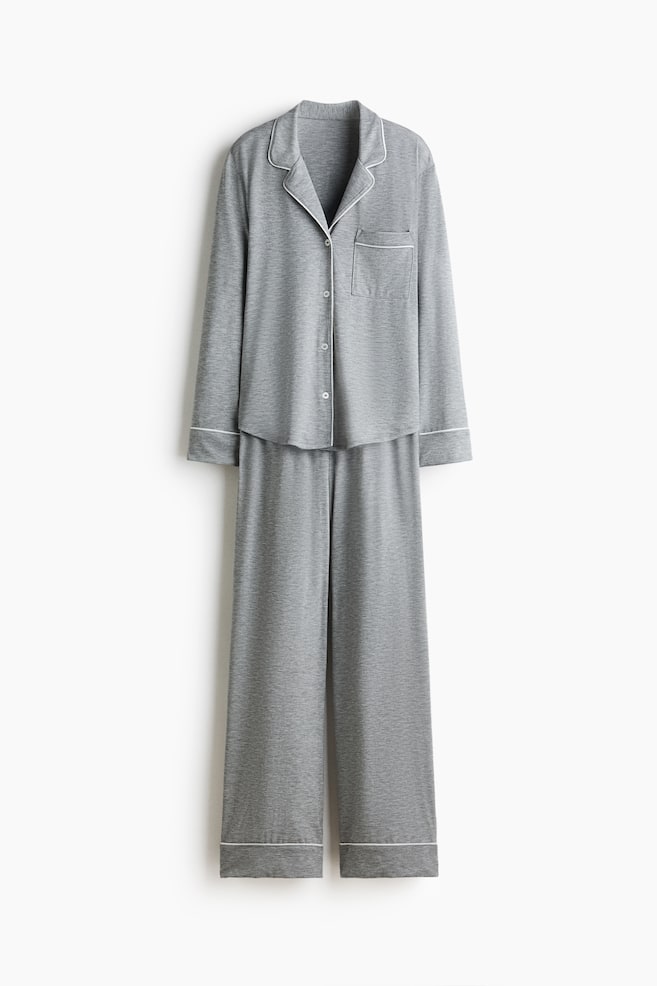 Viscose-Blend Pajamas - Light gray melange/Dark brown/Black/Cream/Black/Light pink/Light blue/Navy blue - 1