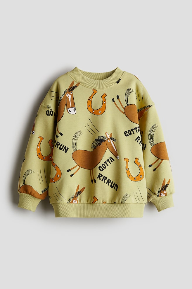 Printed crew-neck sweatshirt - Light green/horses/Black/Sports Dept./Light gray melange/Paris/Green/SOHO - 1