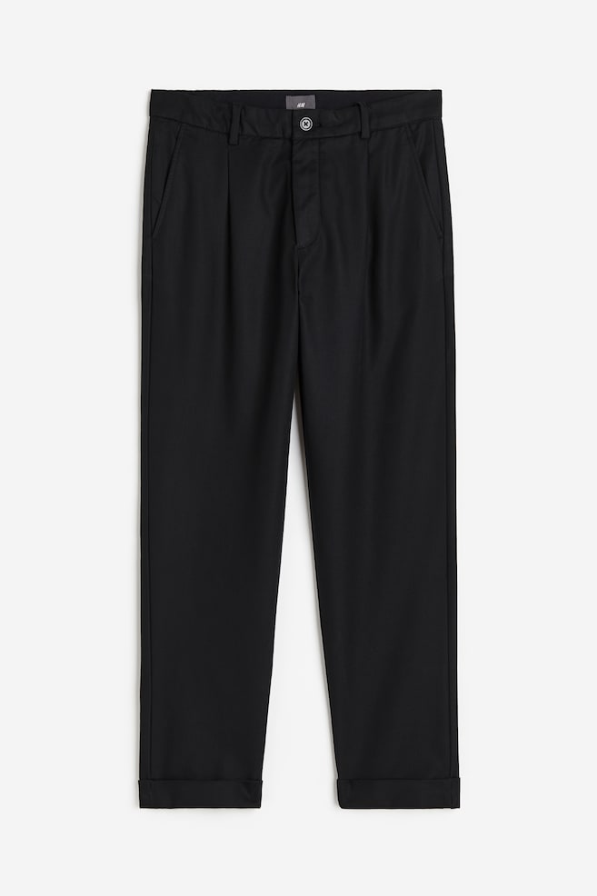 Pantaloni eleganti in twill Regular Fit - Nero/Beige - 1