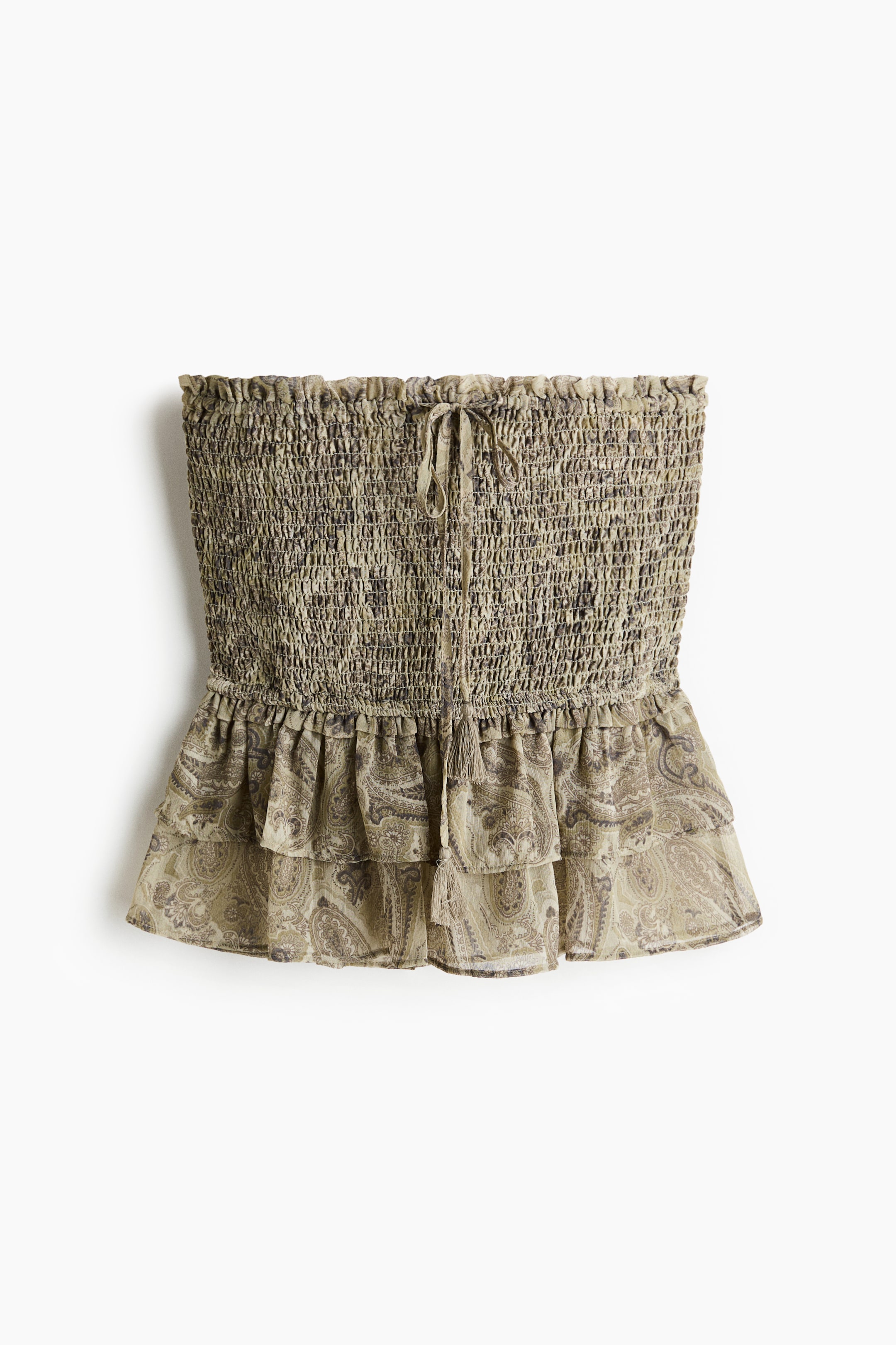 View larger image: Smocked Bandeau Top - Beige/paisley - Ladies | H&M US 1