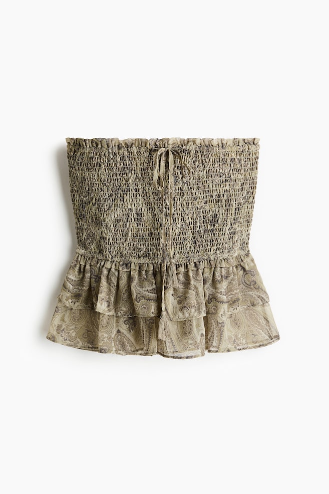 Smocked Bandeau Top - Beige/paisley/Orange/paisley/Dark red - 1