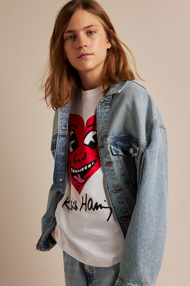 Mönstrad T-shirt - Vit/Keith Haring - 1