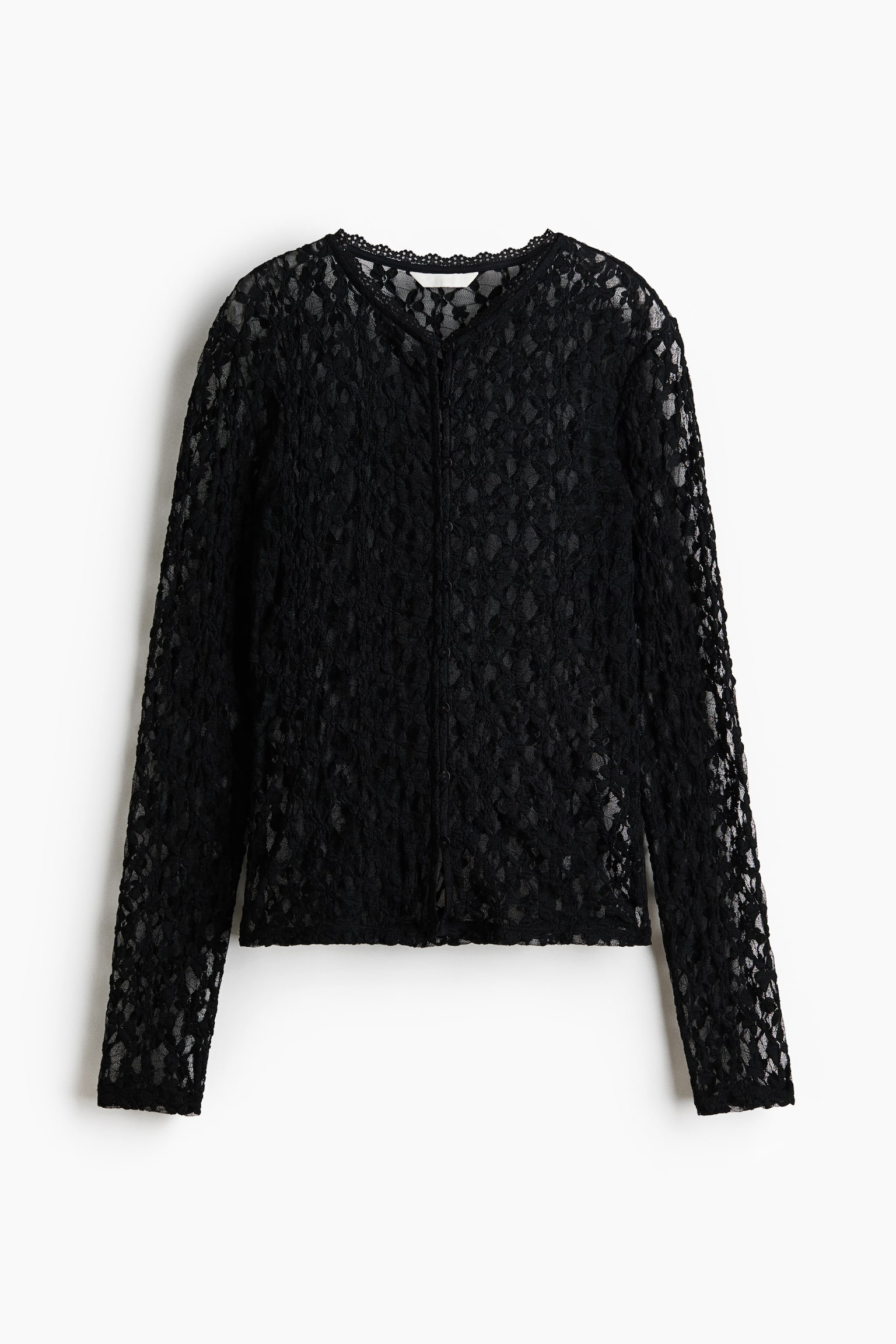 Lace-look cardigan - Black