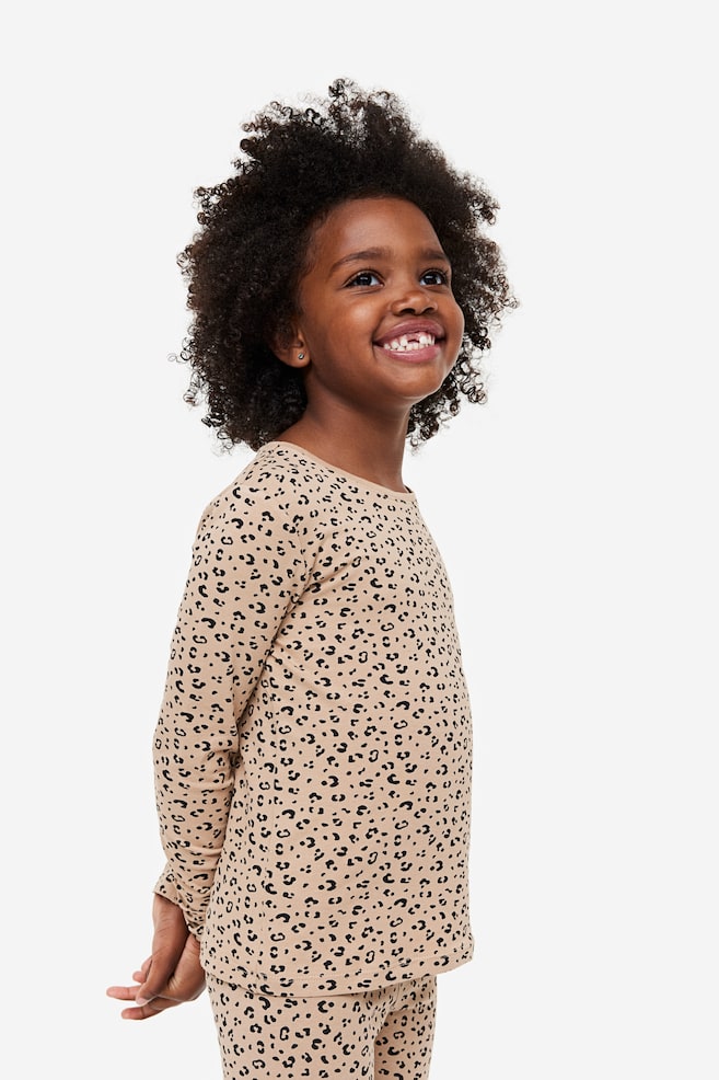3-pak trøje med lange ærmer - Beige/Leopardmønstret/Hvid/Gråmeleret/Sort/Hvid/Prikket - 2