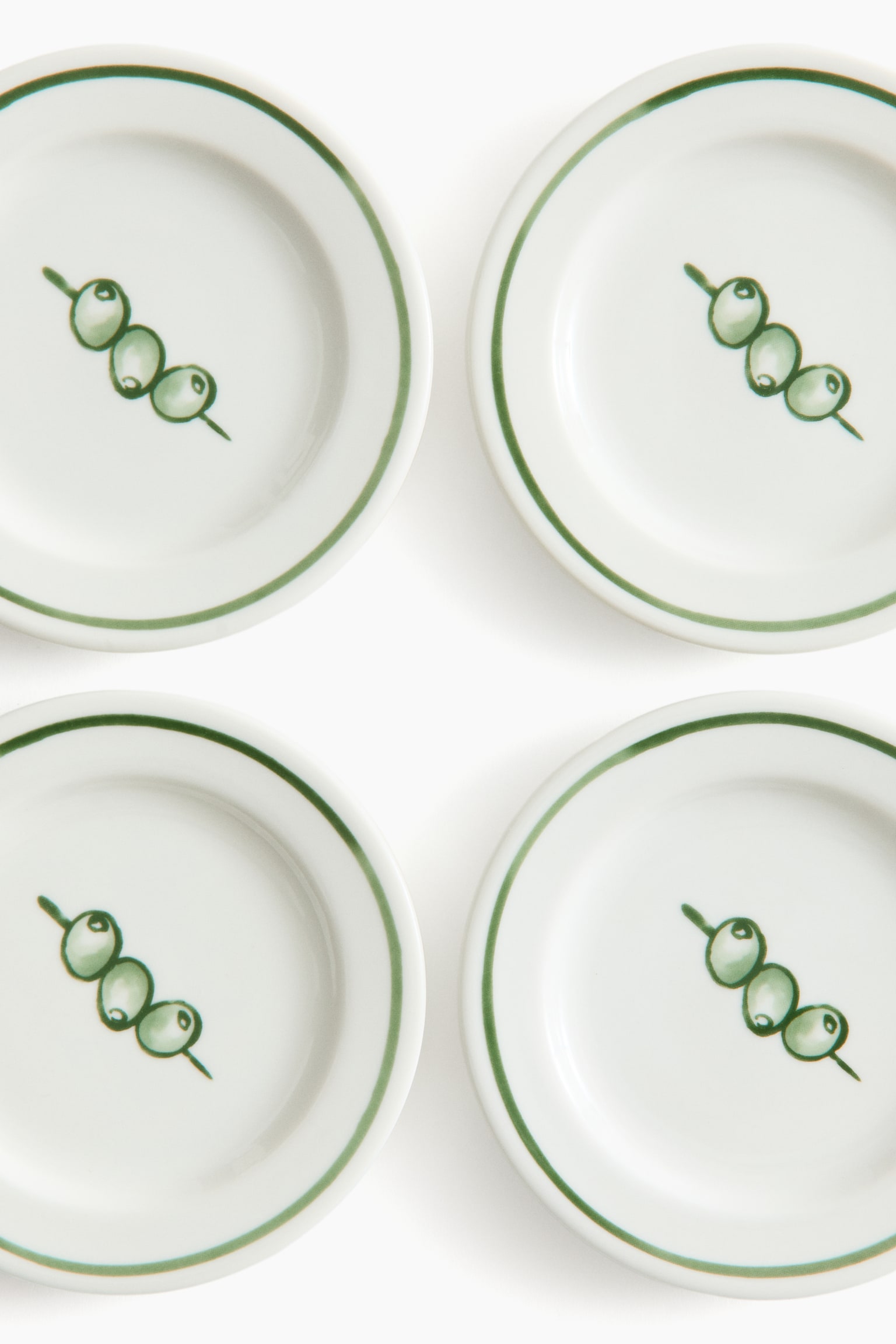4-pack small porcelain plates - Green/Olives/Orange/Crab/Blue/Fish/Yellow/Lemon/Red/Merry - 3