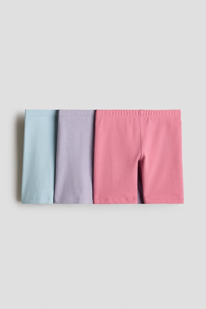 3-Pack Cotton Bike Shorts - Light blue/lilac/dusty pink/Pink/cherries/Dusty purple/hearts - 1