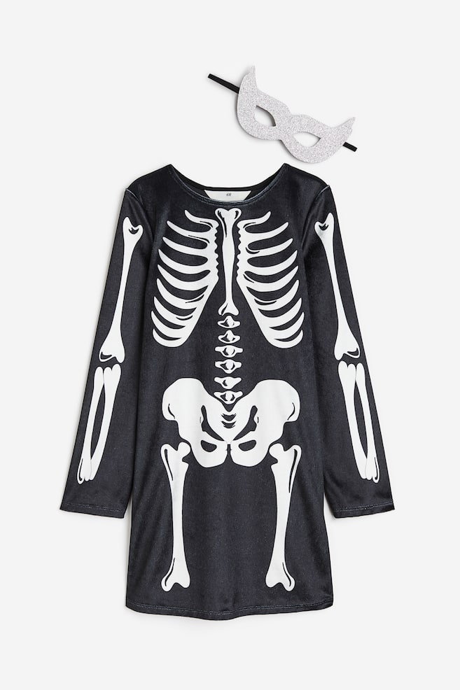 2-piece fancy dress costume set - Black/Skeleton - 1