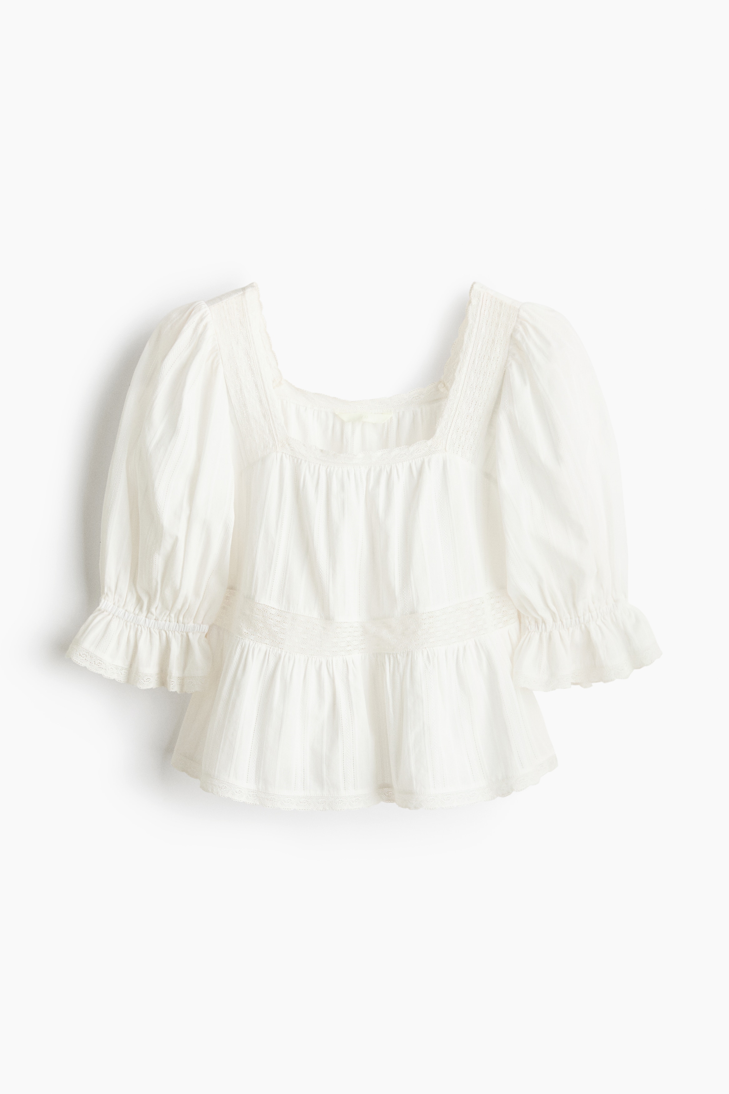 Blusa peplum com entremeio de renda - Branco