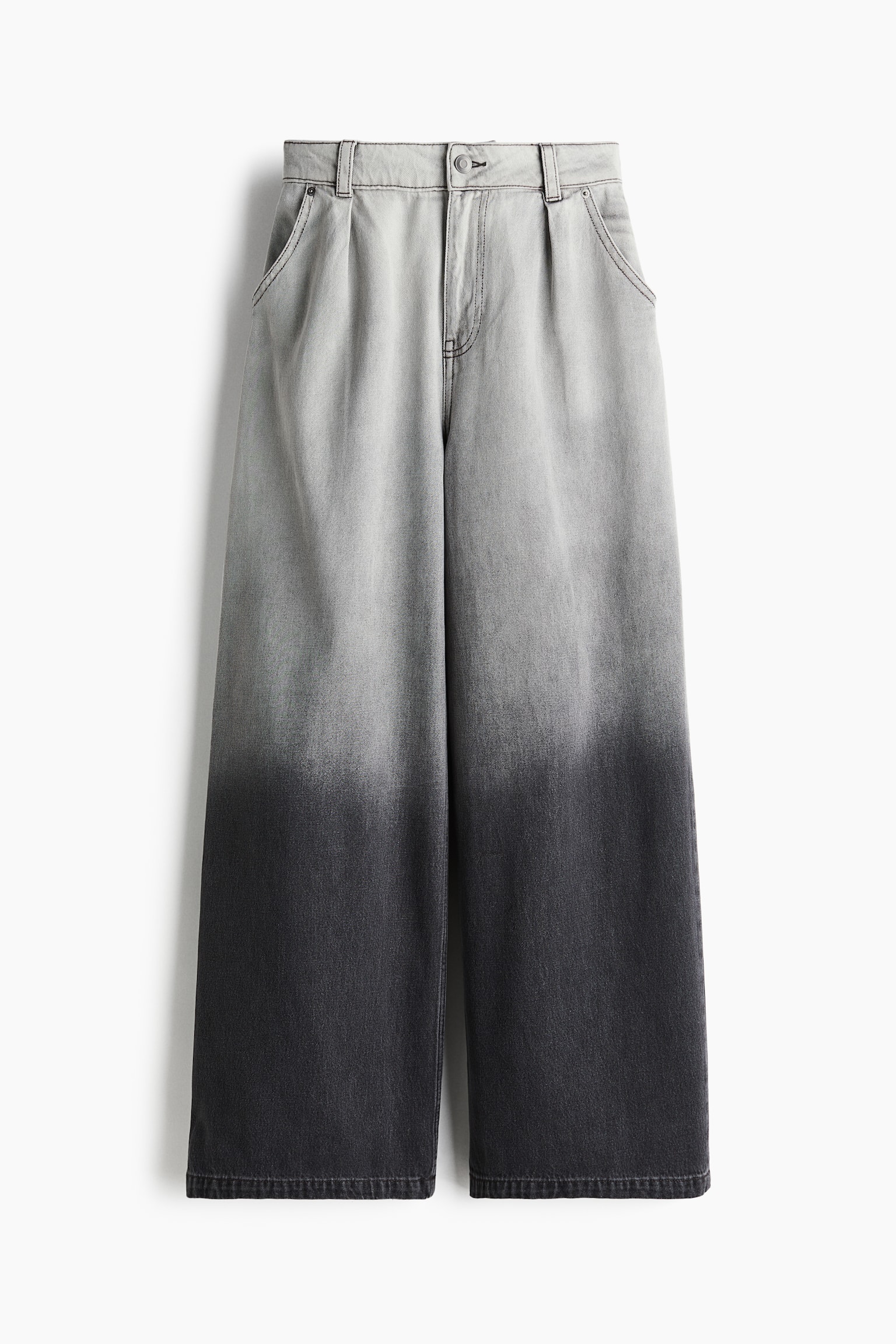 Wide twill trousers - Light grey/Ombre - 2