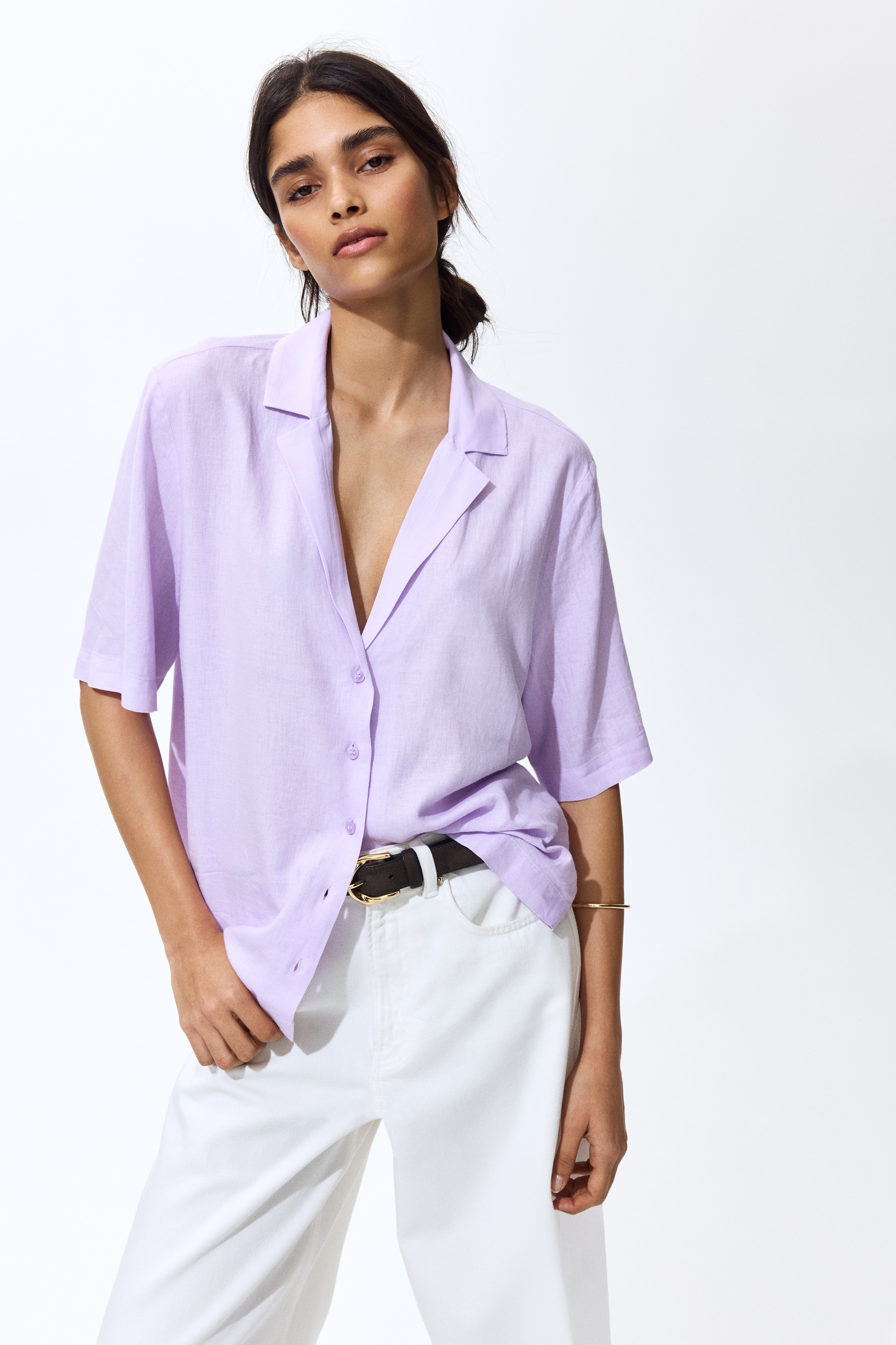 Linen-blend resort shirt