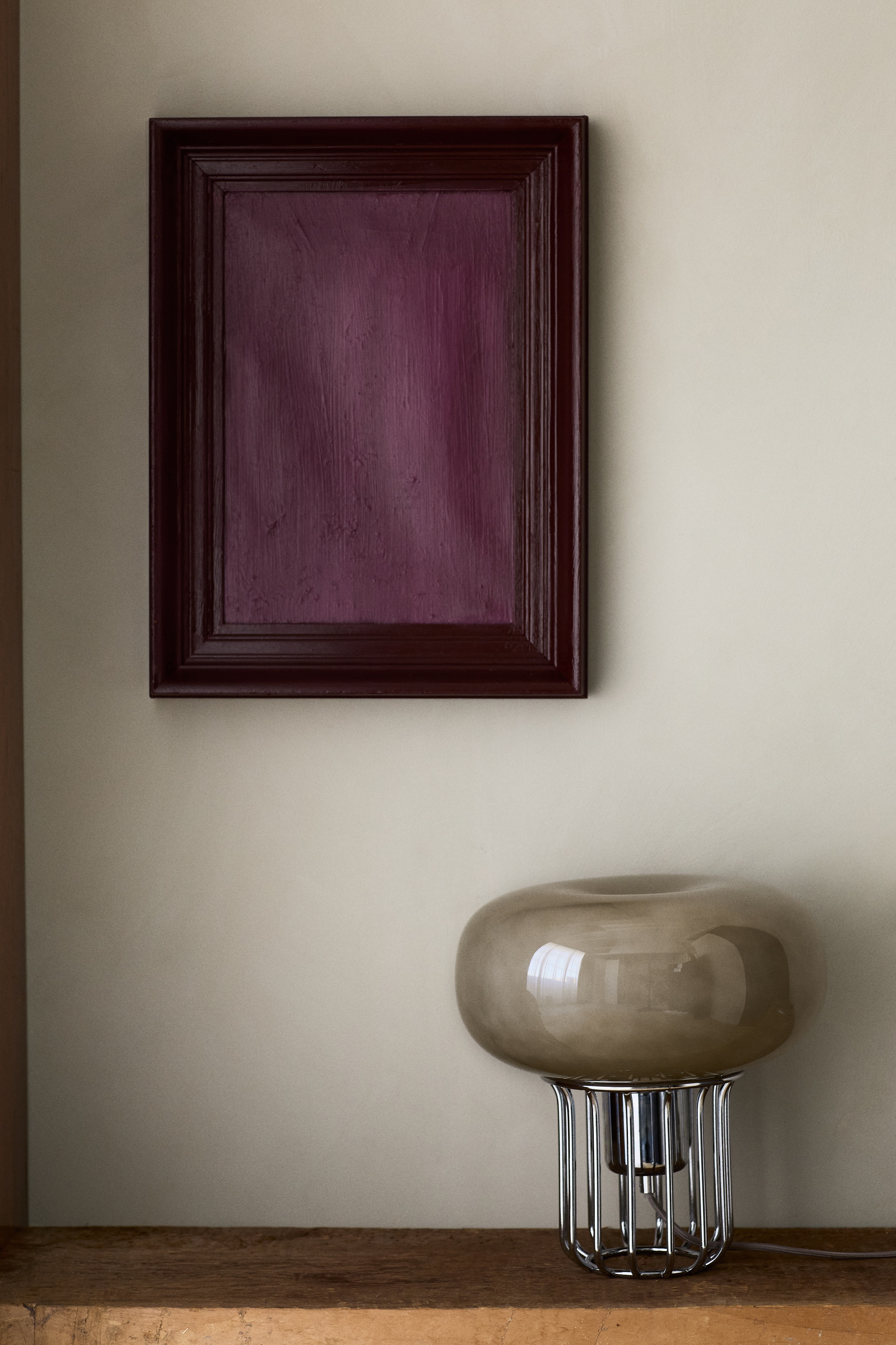 Szklana lampa stołowa - Zakurzony beż