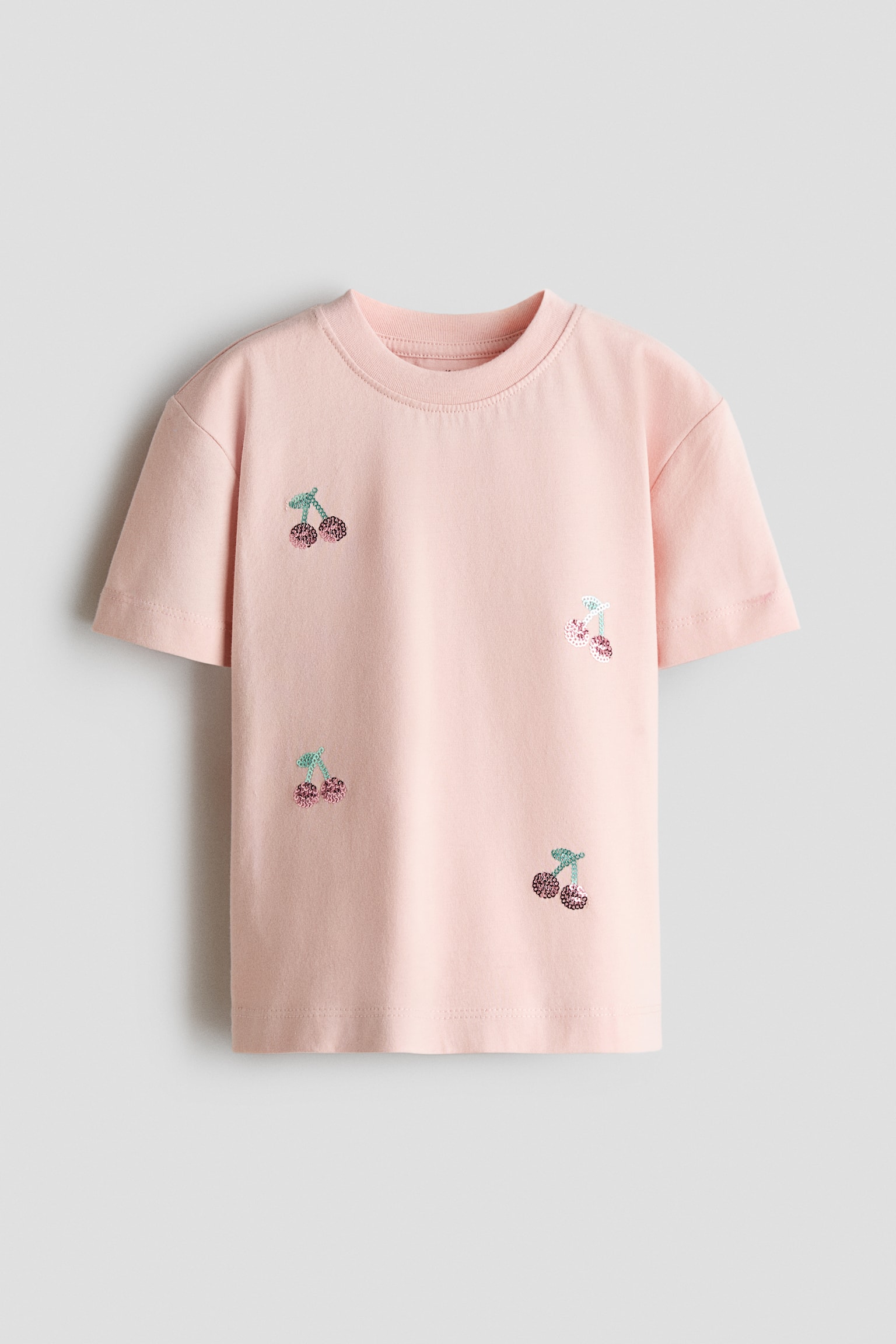 Appliquéd cotton T-shirt - Light pink/Cherries/Dusty purple/Bows/Light purple/Bows/Red/Bows