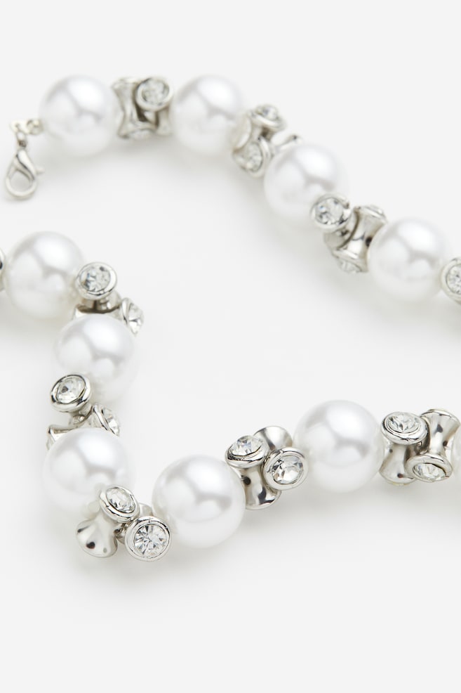 Kurze Perlenkette - Weiß - 2