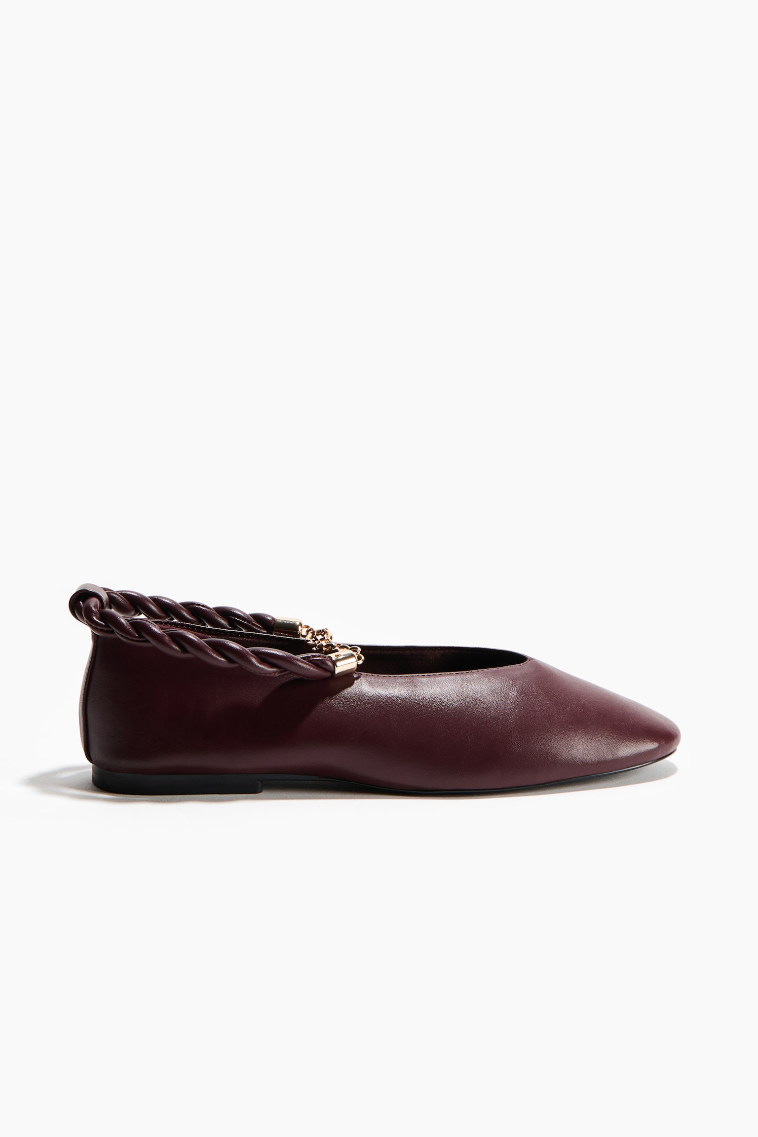 Twist-detail ballet flats - Burgundy/Pale green - 3