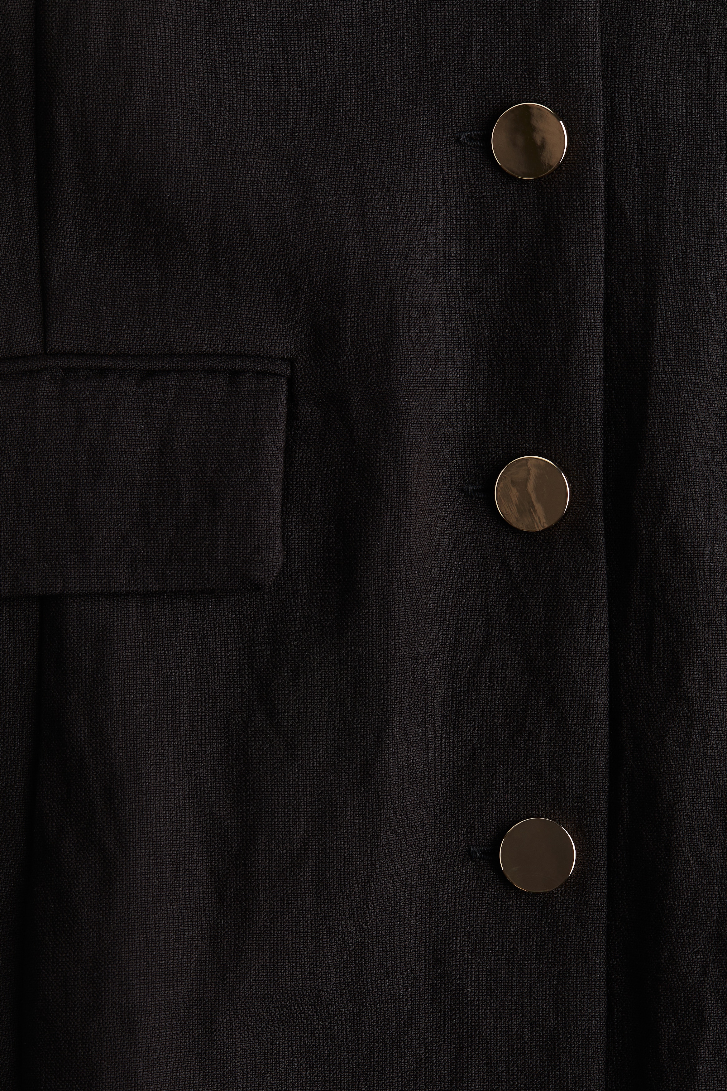 Ladies - Black Button-Front Dress - Size: XXS - H&M