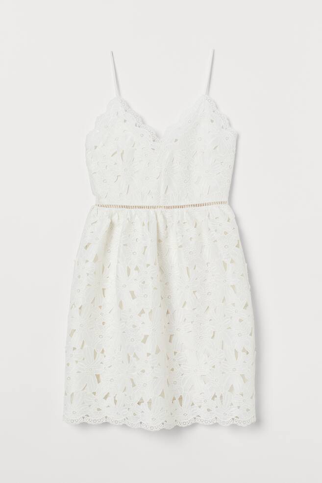 Lace V-neck dress - White