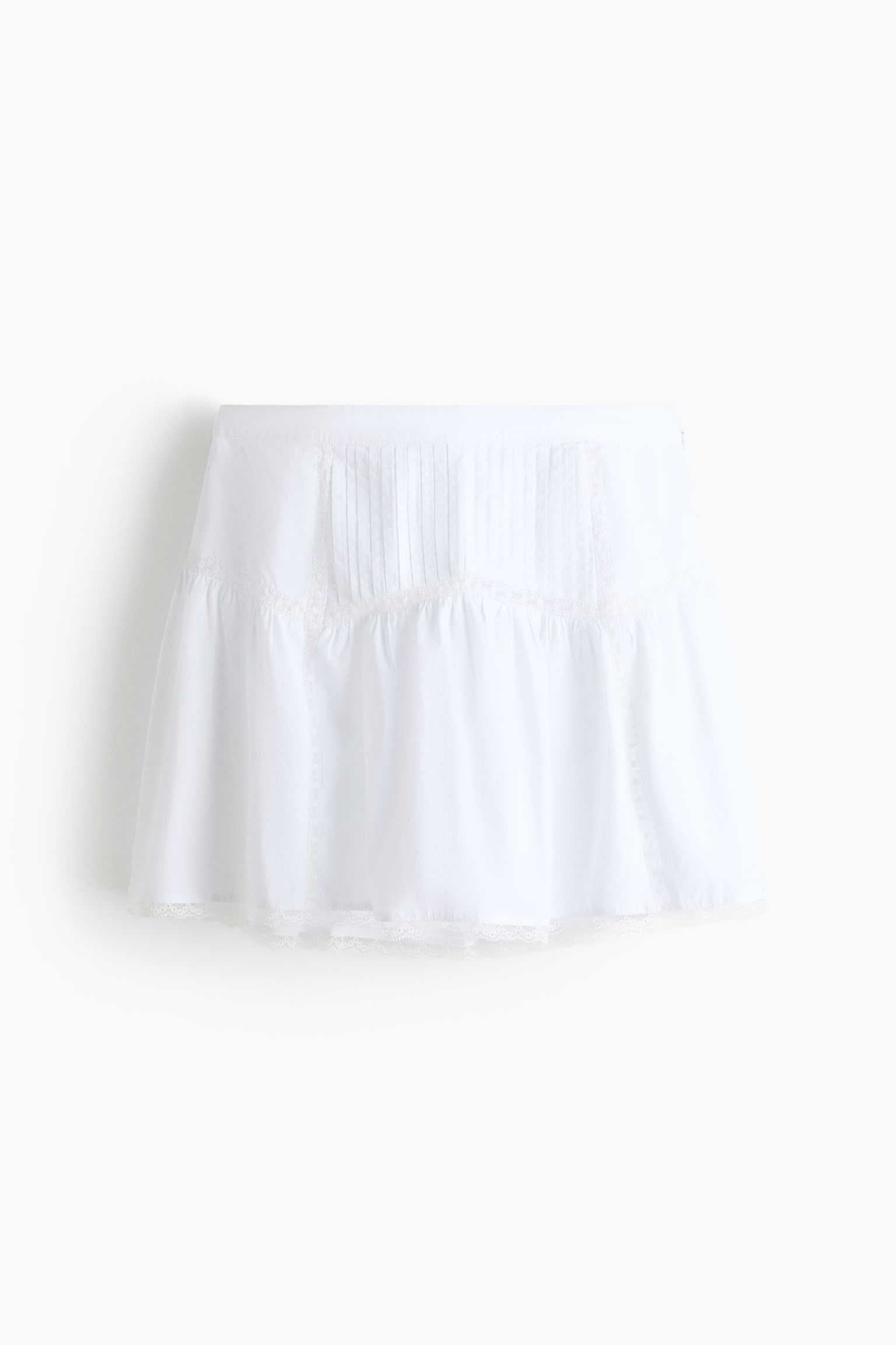 Jupe en coton avec dentelle - Blanc