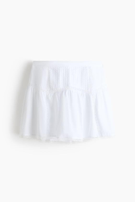 Женские юбки H&M Lace-Trimmed Cotton Skirt