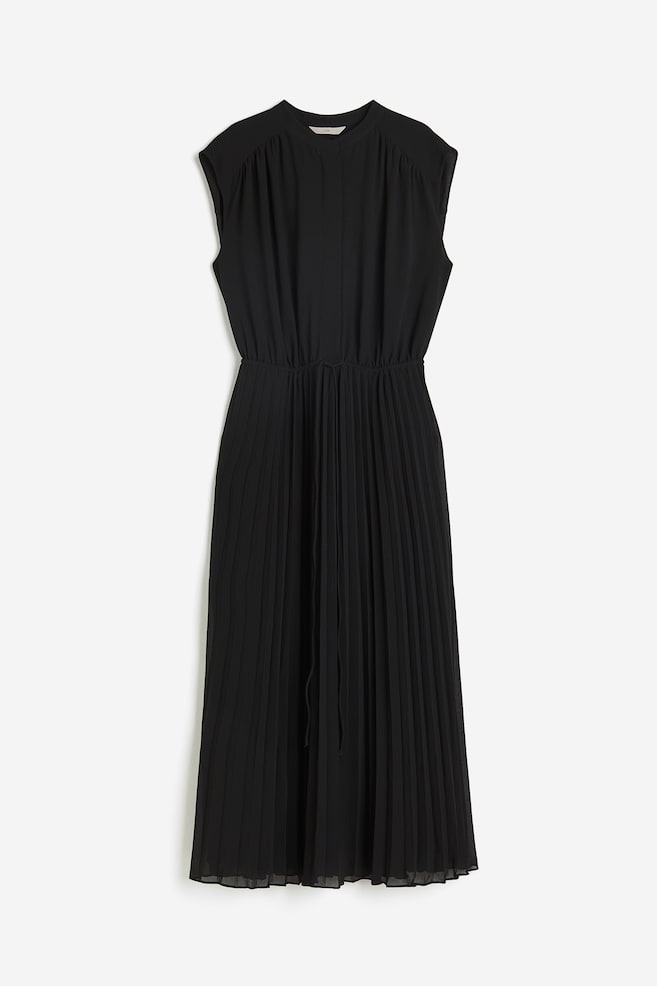 Pleated chiffon dress - Black - 2