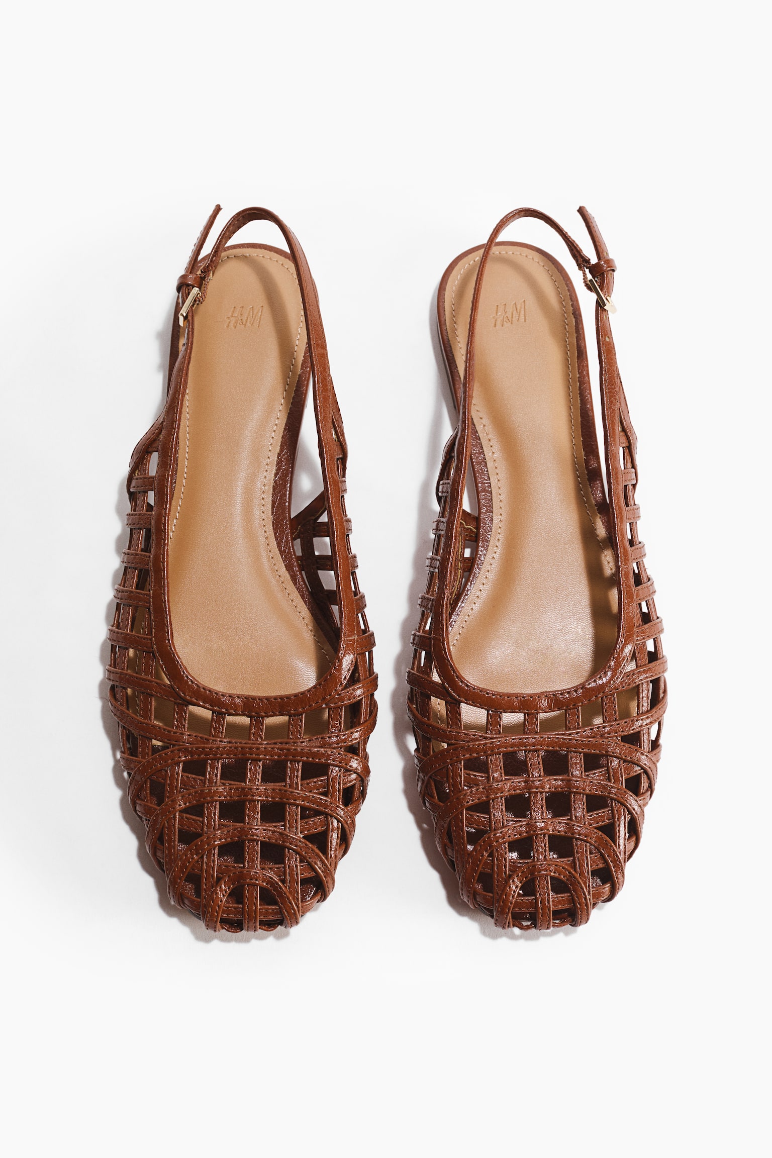 Braided-look slingbacks - Brown/Light beige - 4
