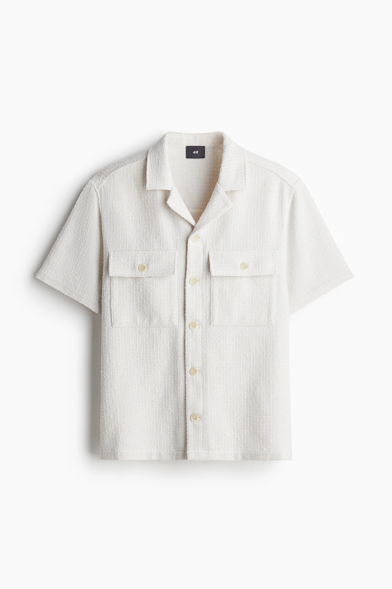 Regular Fit Bouclé resort shirt - White - 2