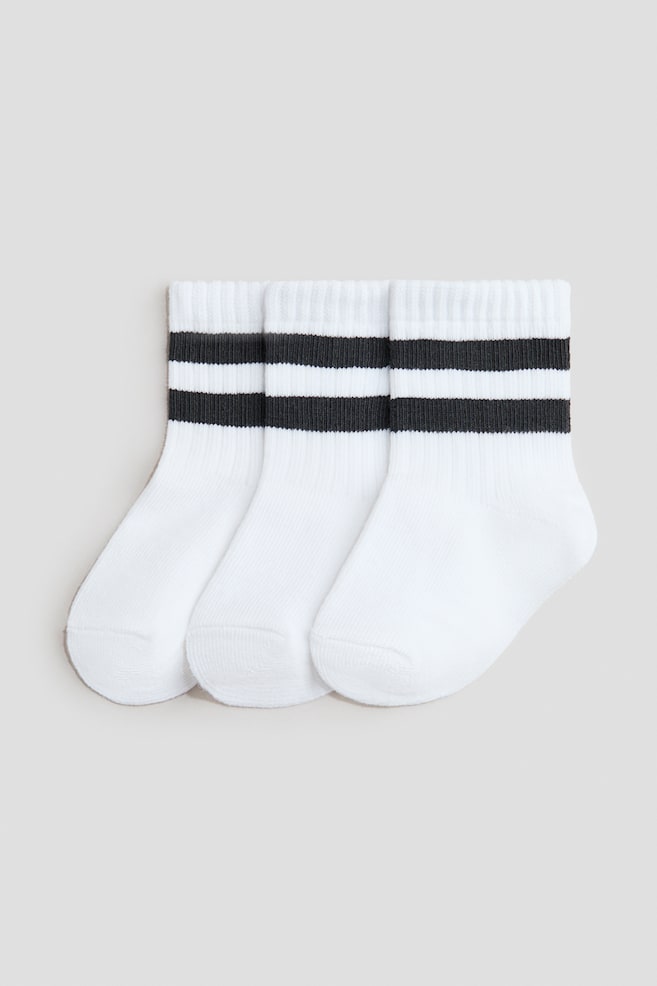 3-pack socks - White/Dark grey/White/Beige/Teddy bear/Light grey/Light beige/White/Striped/Beige/Animals/Light pink/Yellow/Light grey/Bears/Beige/Dog - 1
