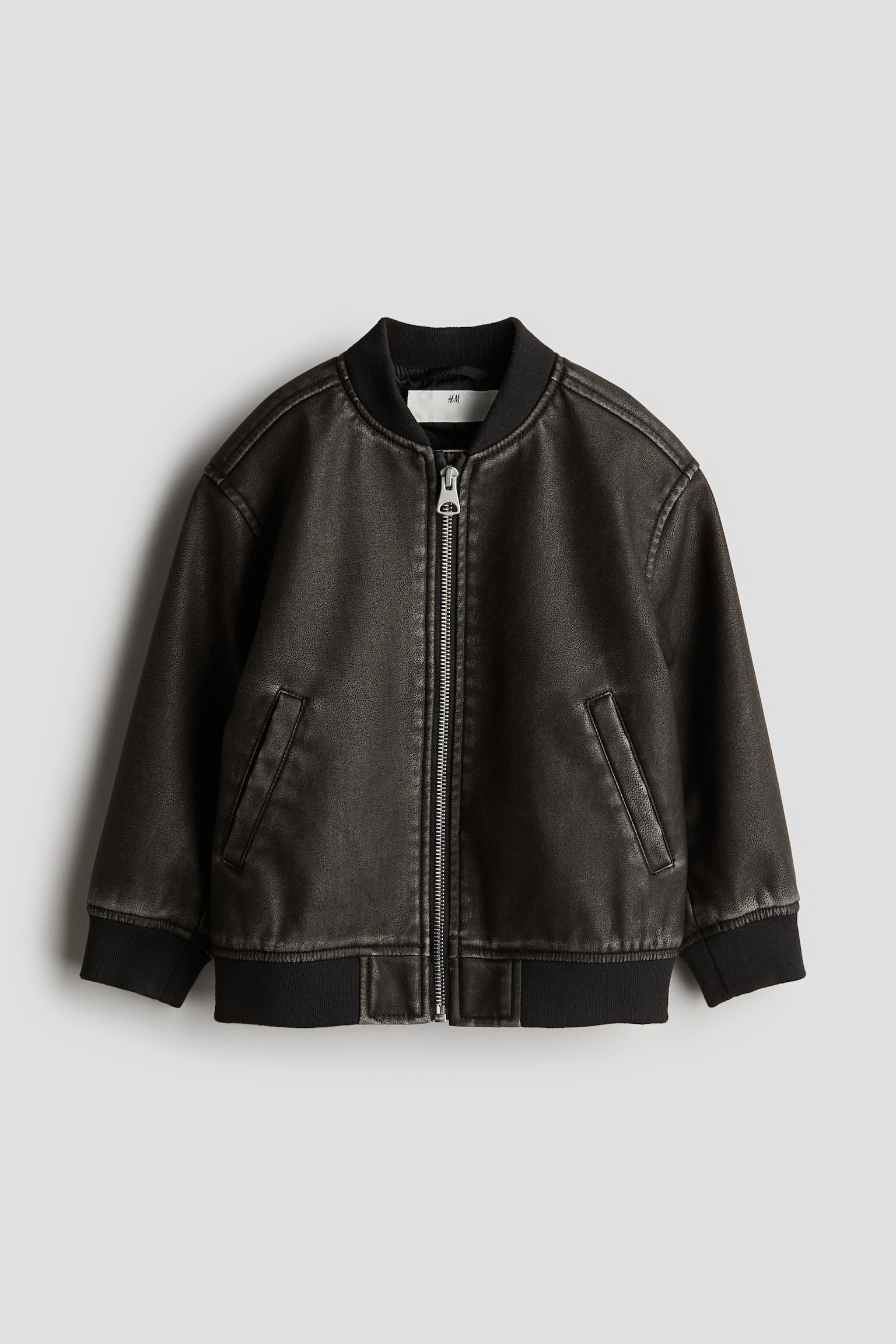 Coated bomber jacket - Black - 1