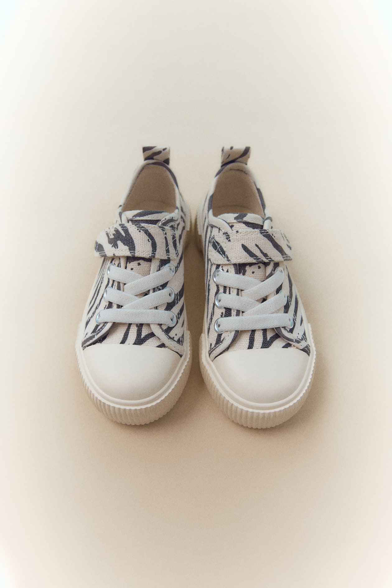 Cotton canvas trainers - Cream/Zebra print - Kids | H&M GB