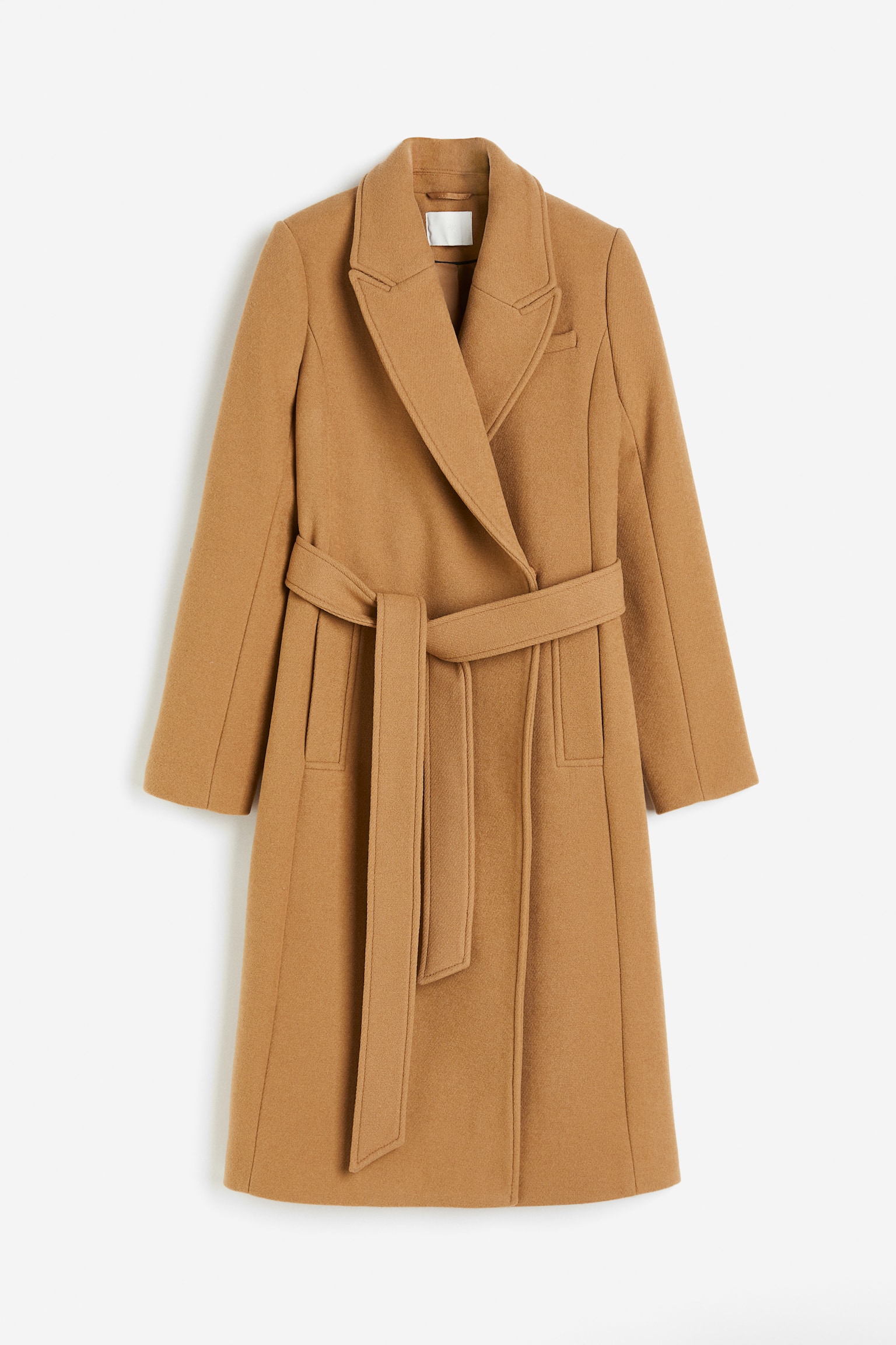 Wool-blend tie-belt coat - Dark beige/Black - 1