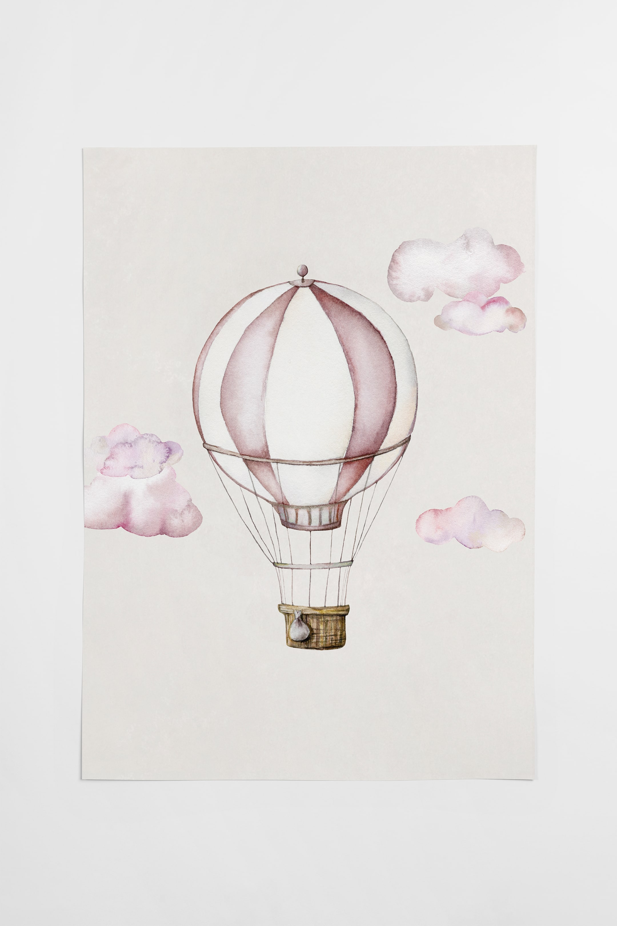 Hot Air Balloon Poster - Rosa/Vit - Postery - Home All | H&M SE