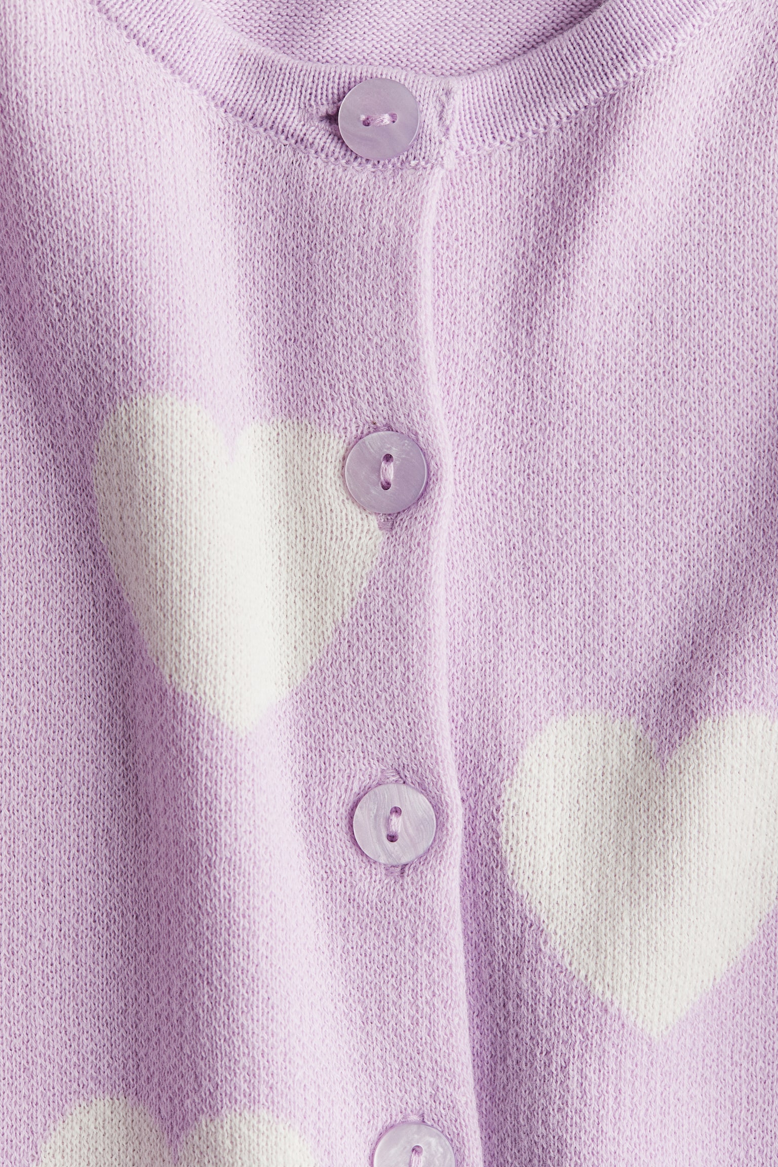 Cotton cardigan - Purple/Hearts/White/Black - 2