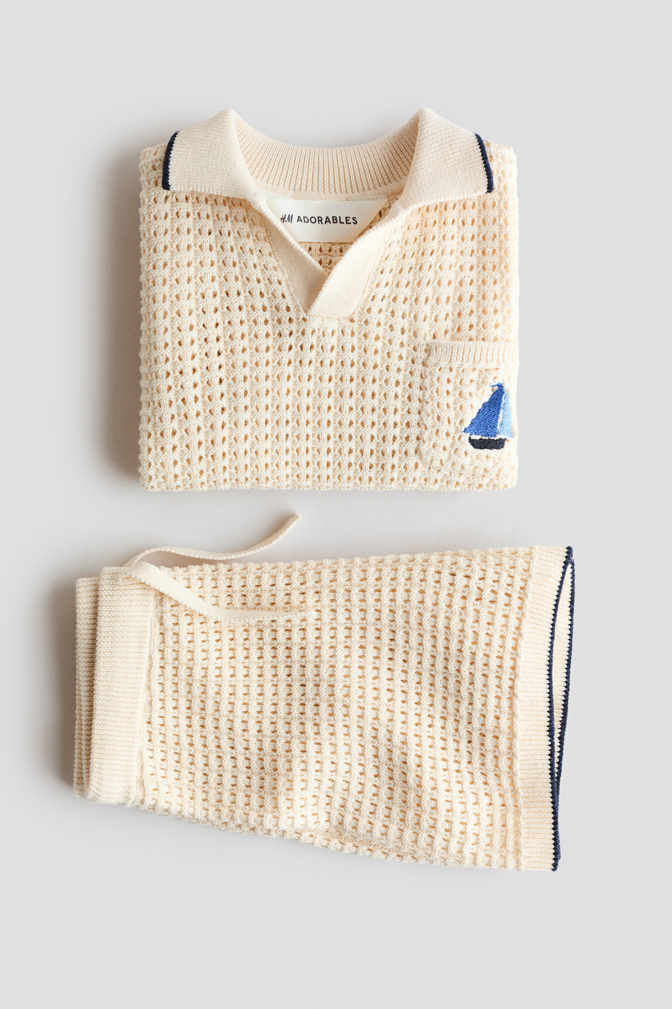 Ensemble 2 pièces en tricot de coton ajouré
