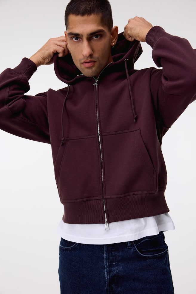 Oversized Fit Hooded Jacket-Burgundy - 5