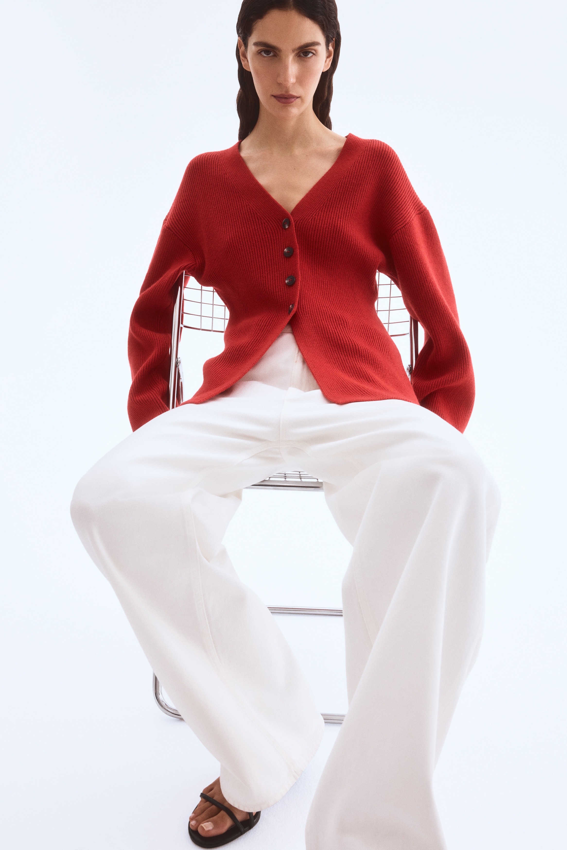 Rib-knit cardigan