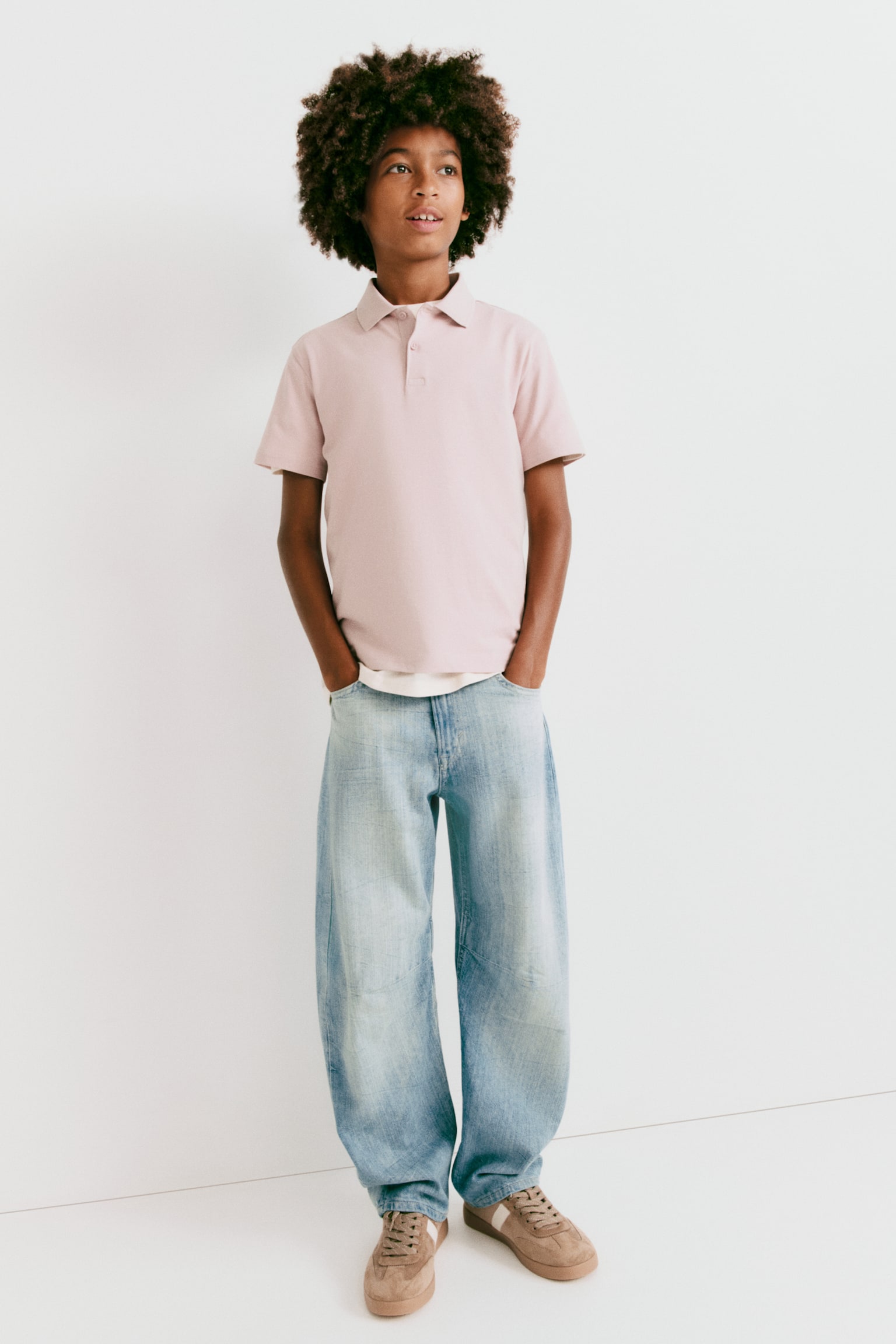 Loose Fit Barrel Jeans - Light denim blue/Washed denim black - 1