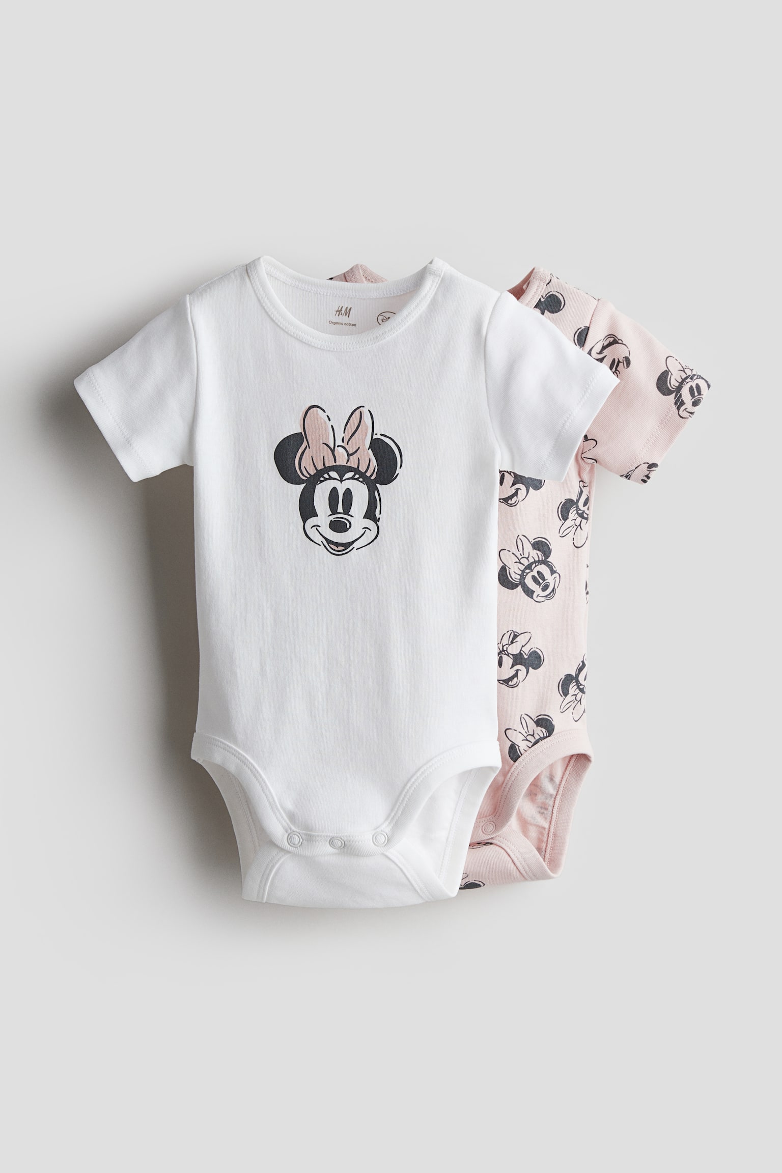 2-pack Cotton Jersey Bodysuits - Light pink/Minnie Mouse/Light grey/Mickey Mouse - 1