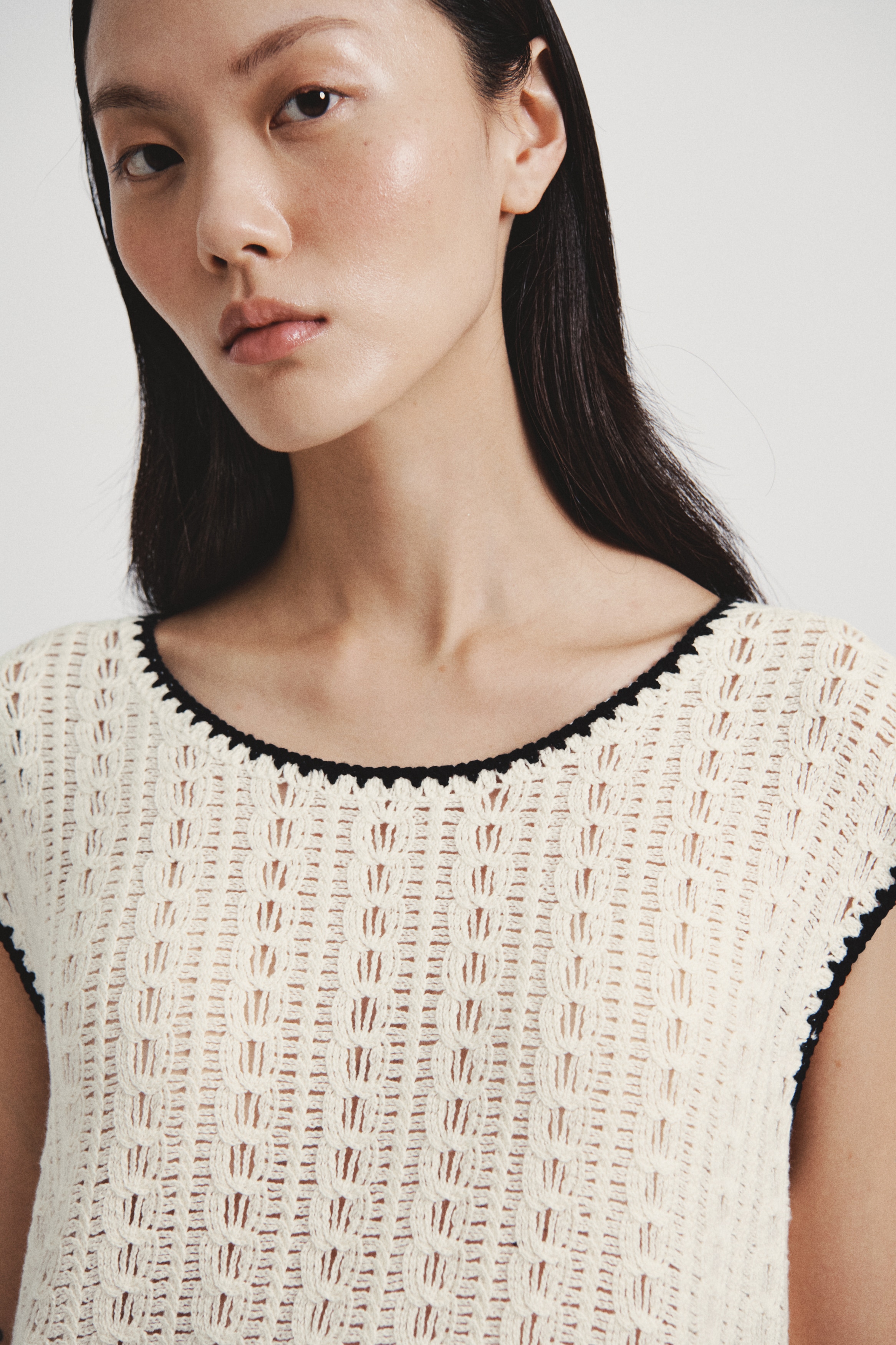 Crochet-Look Top - White