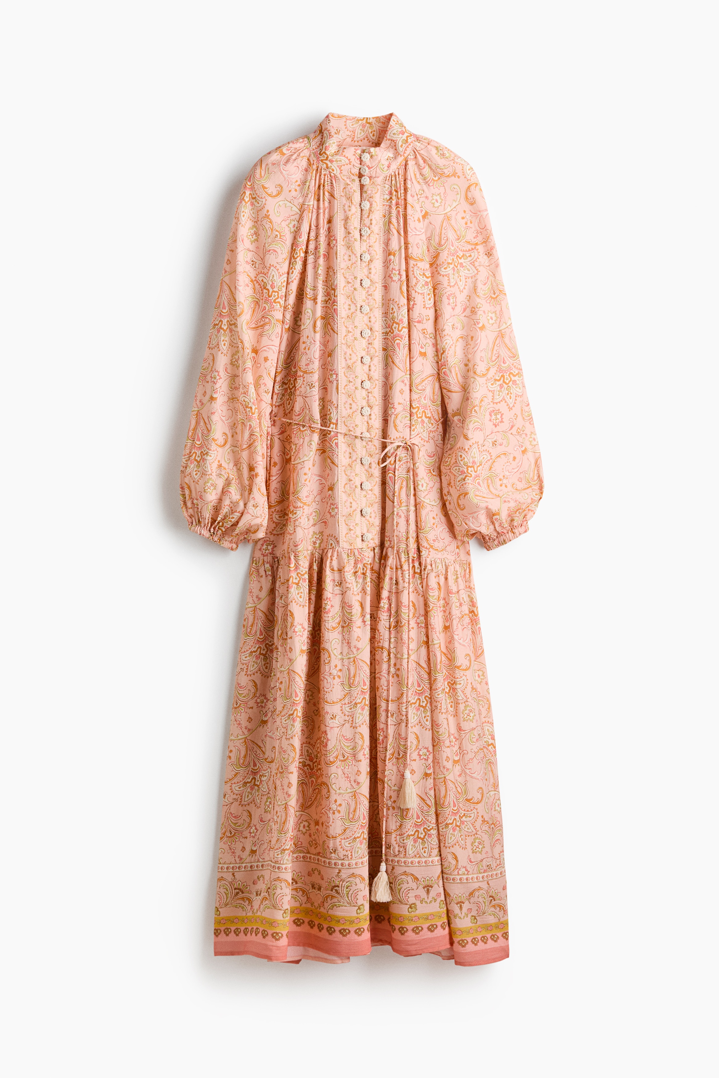 Oversized viscose-blend dress - Powder pink/Paisley pattern