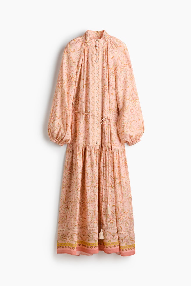 Oversized Viscose Blend Dress - Powder pink/Paisley pattern - 1