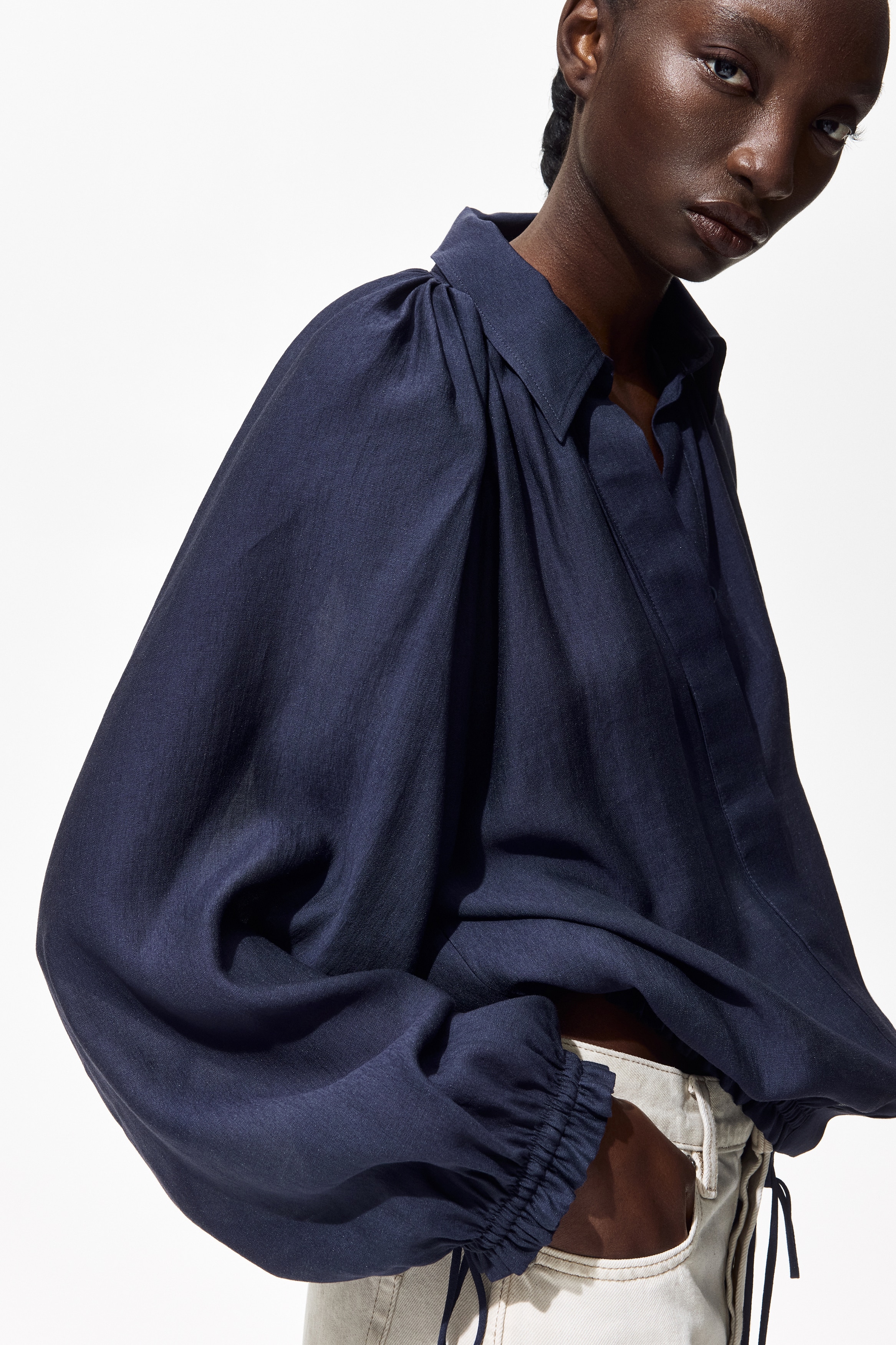 Oversized drawstring-detail shirt