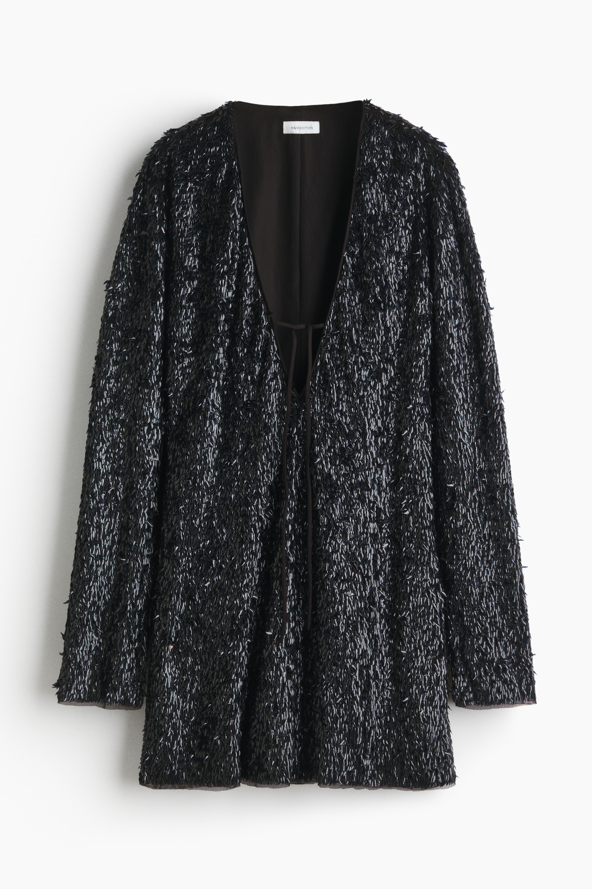 Rochie decorată cu decolteu în V - Negru