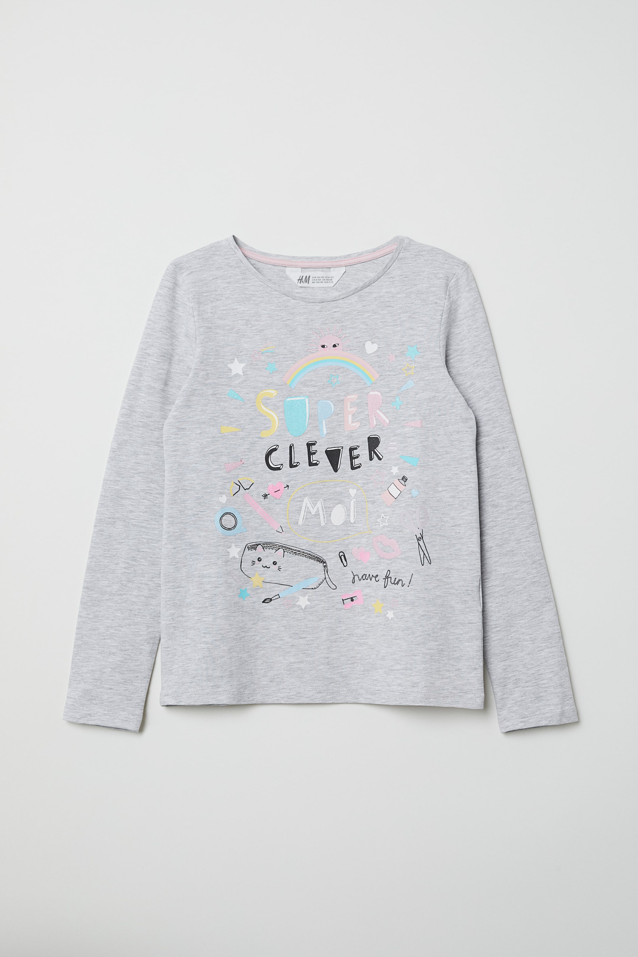 Größeres Bild ansehen: Jerseyshirt mit Druck - Graumeliert/Gekritzel - Kids | H&M DE 1