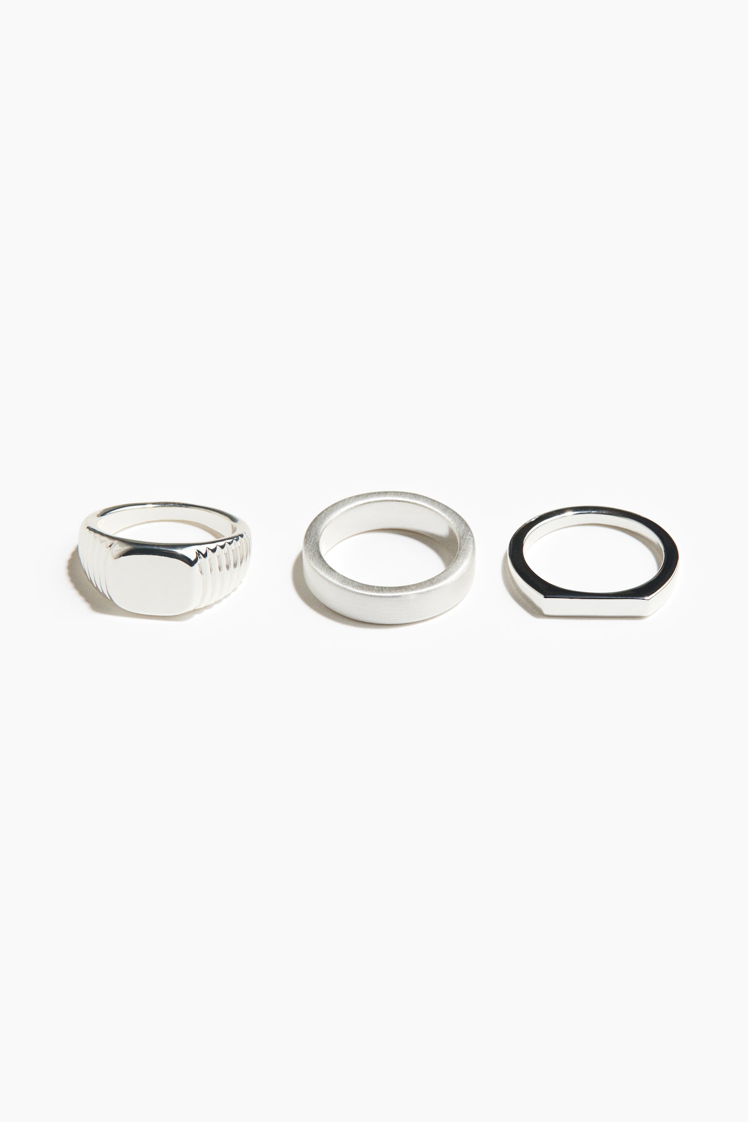 Set van 3 metalen ringen - Zilverkleurig