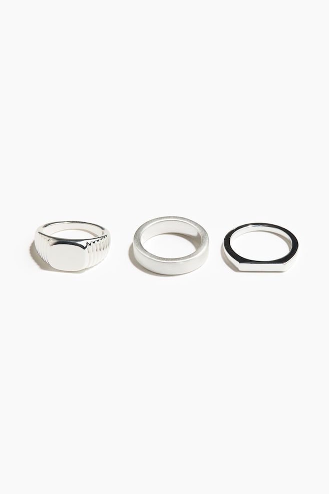 Set van 3 metalen ringen - Zilverkleurig - 1