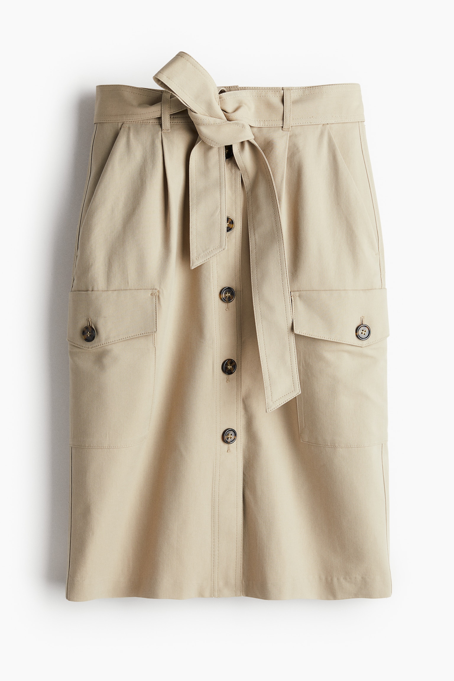 Tie Belt Cargo Skirt - Beige - 2