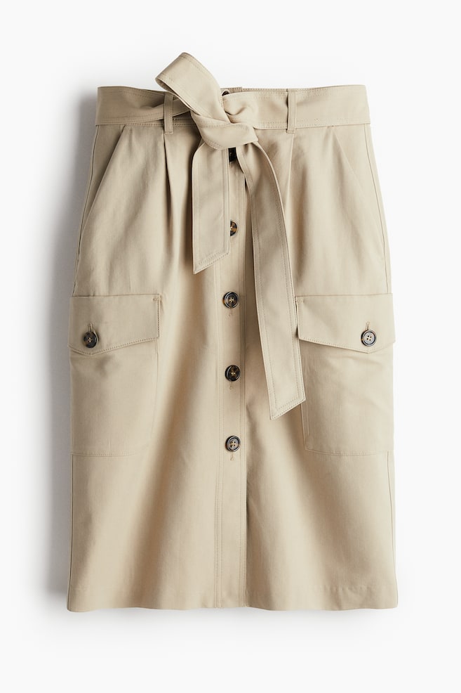 Tie-belt cargo skirt - Beige - 1