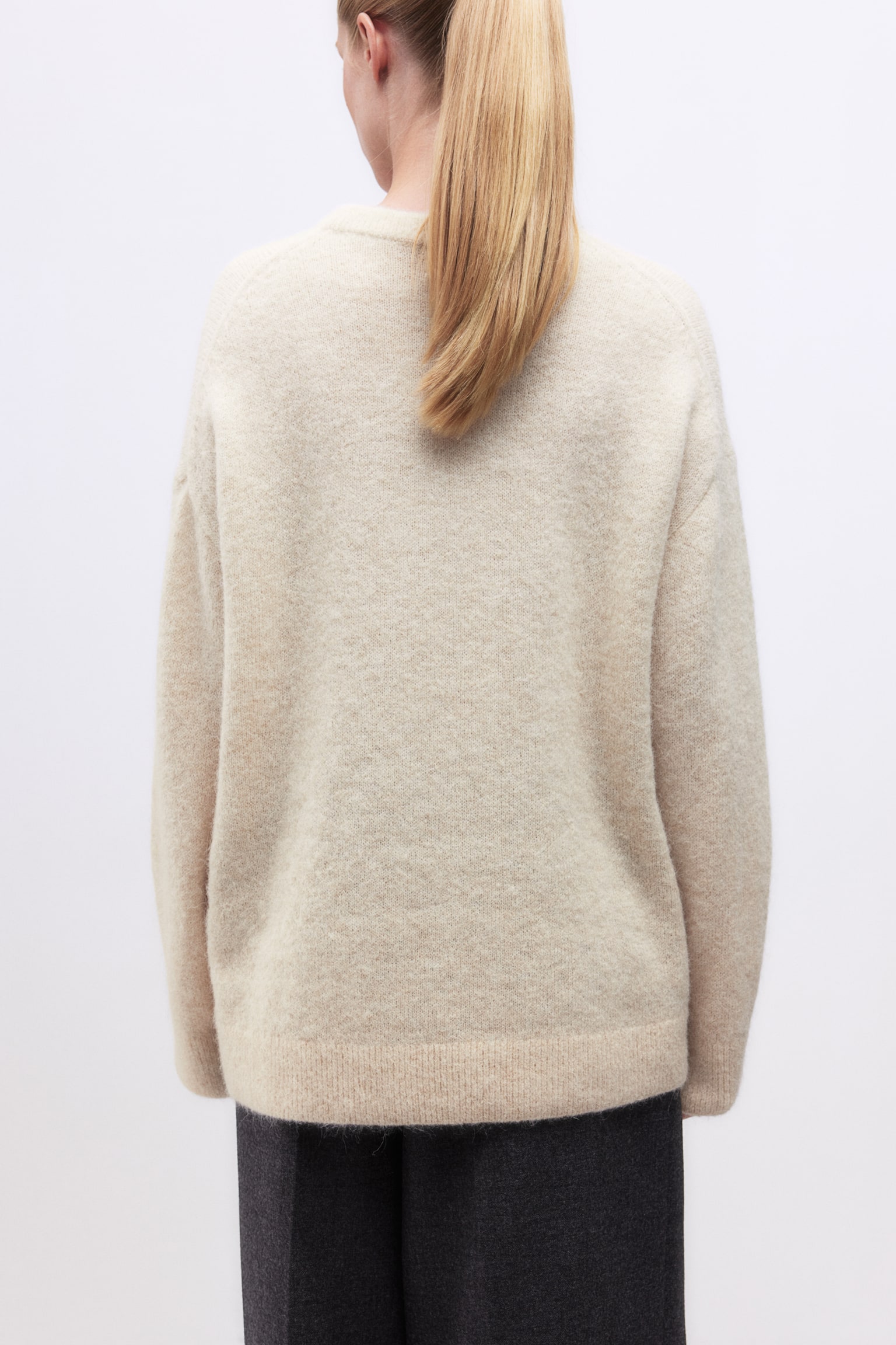 Oversized alpaca-blend jumper - Light beige/Light khaki green/Dark grey marl - 4