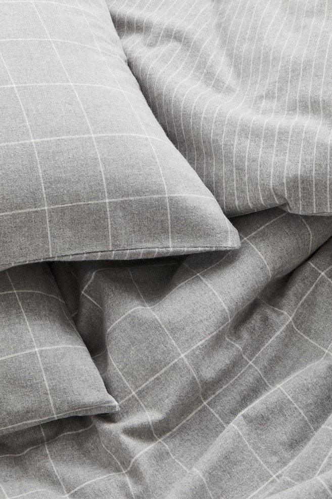 Flannel double/king duvet cover set - Grey/Patterned - 3