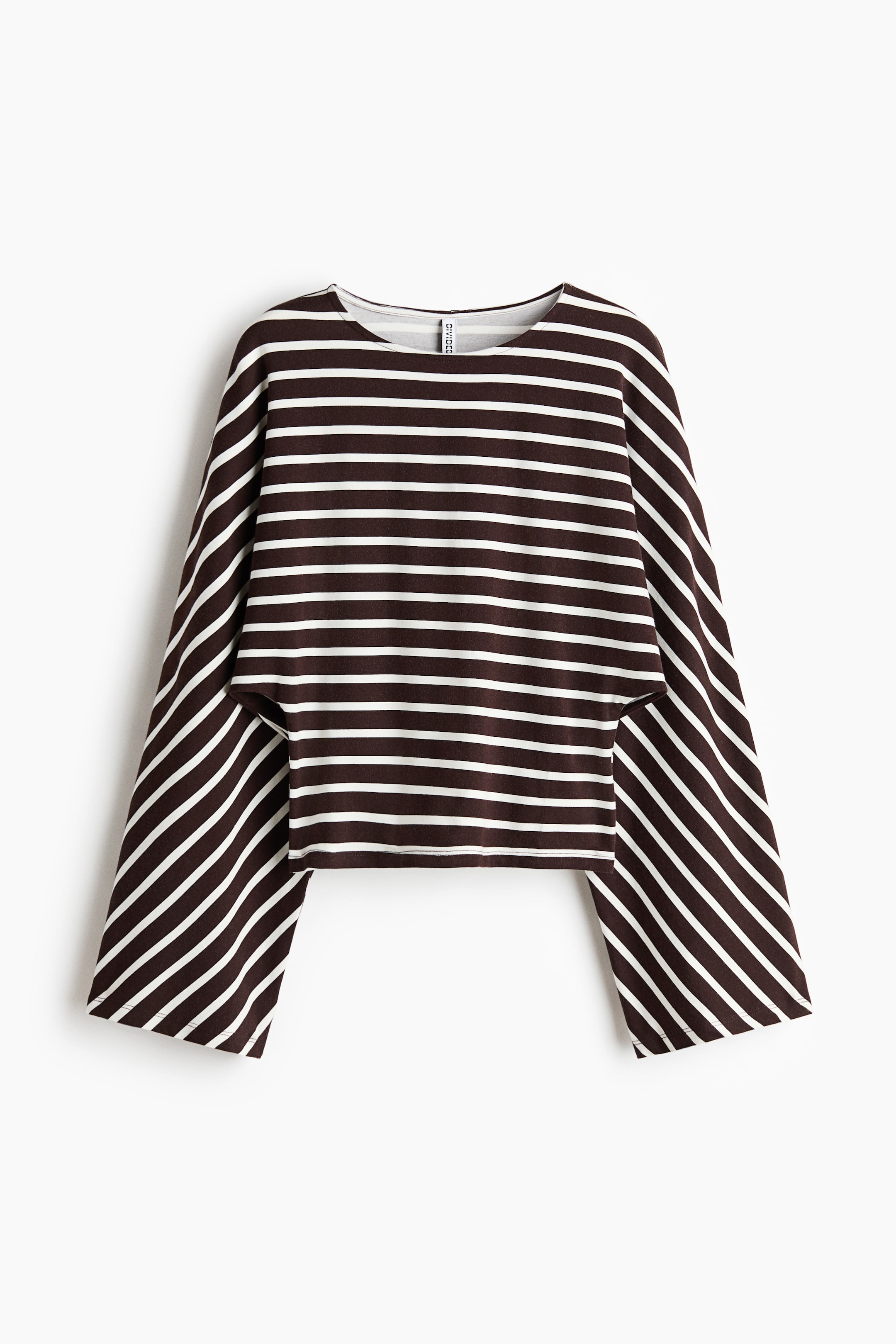 Zobraziť väčší obrázok: Džersejové tričko s netopierími rukávmi - Tmavohnedá/pruhovaná - ŽENY | H&M SK 1